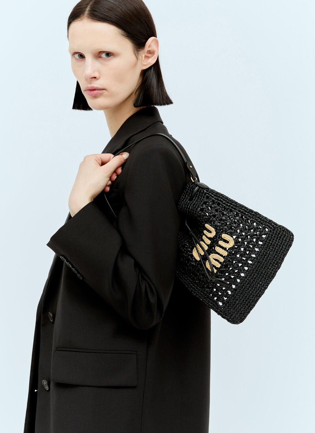 Miu Miu Woven-fabric Mini Shoulder Bag in Black | Lyst