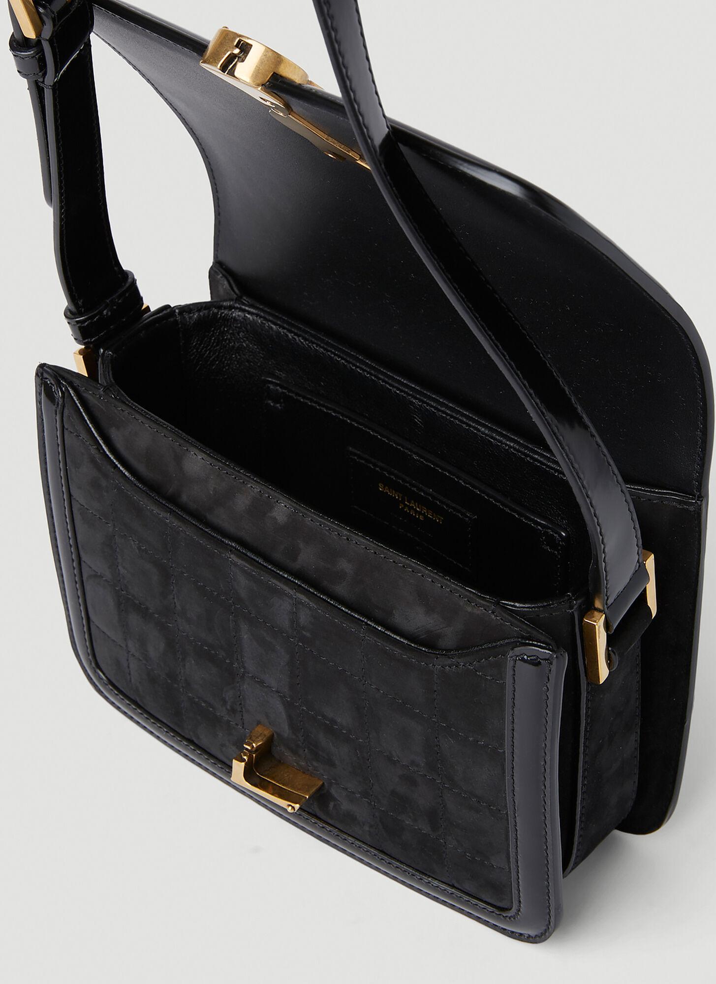 Saint laurent logo online plaque quilted shoulder bag