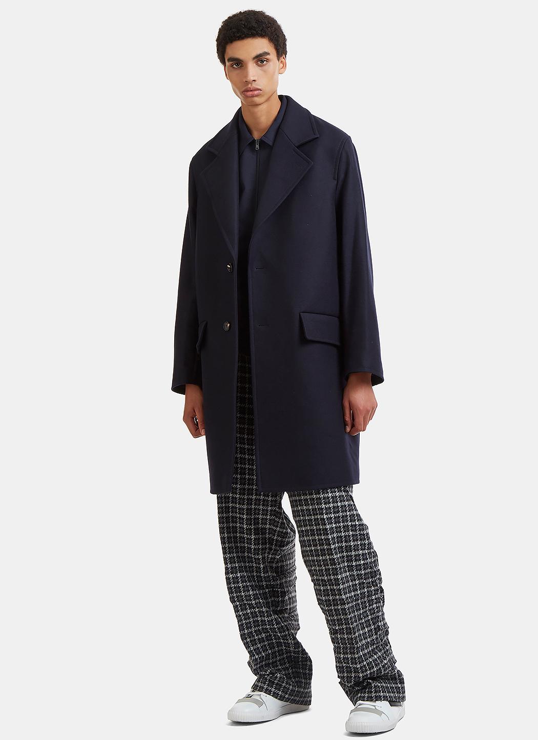Marni Single-breasted Felted Wool Coat In Navy in Blue for Men 