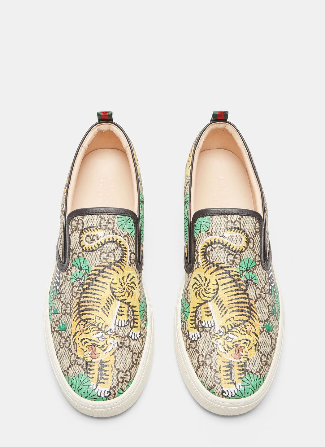 Gucci Canvas Men's Gg Bengal Tiger Jacquard Slip-on Sneakers In Brown for  Men - Lyst