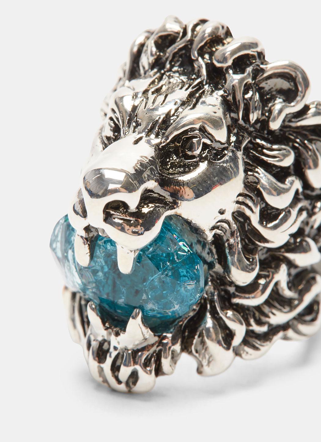 Gucci Men's Lion Head Crystal Ring In Silver in Metallic for Men Lyst