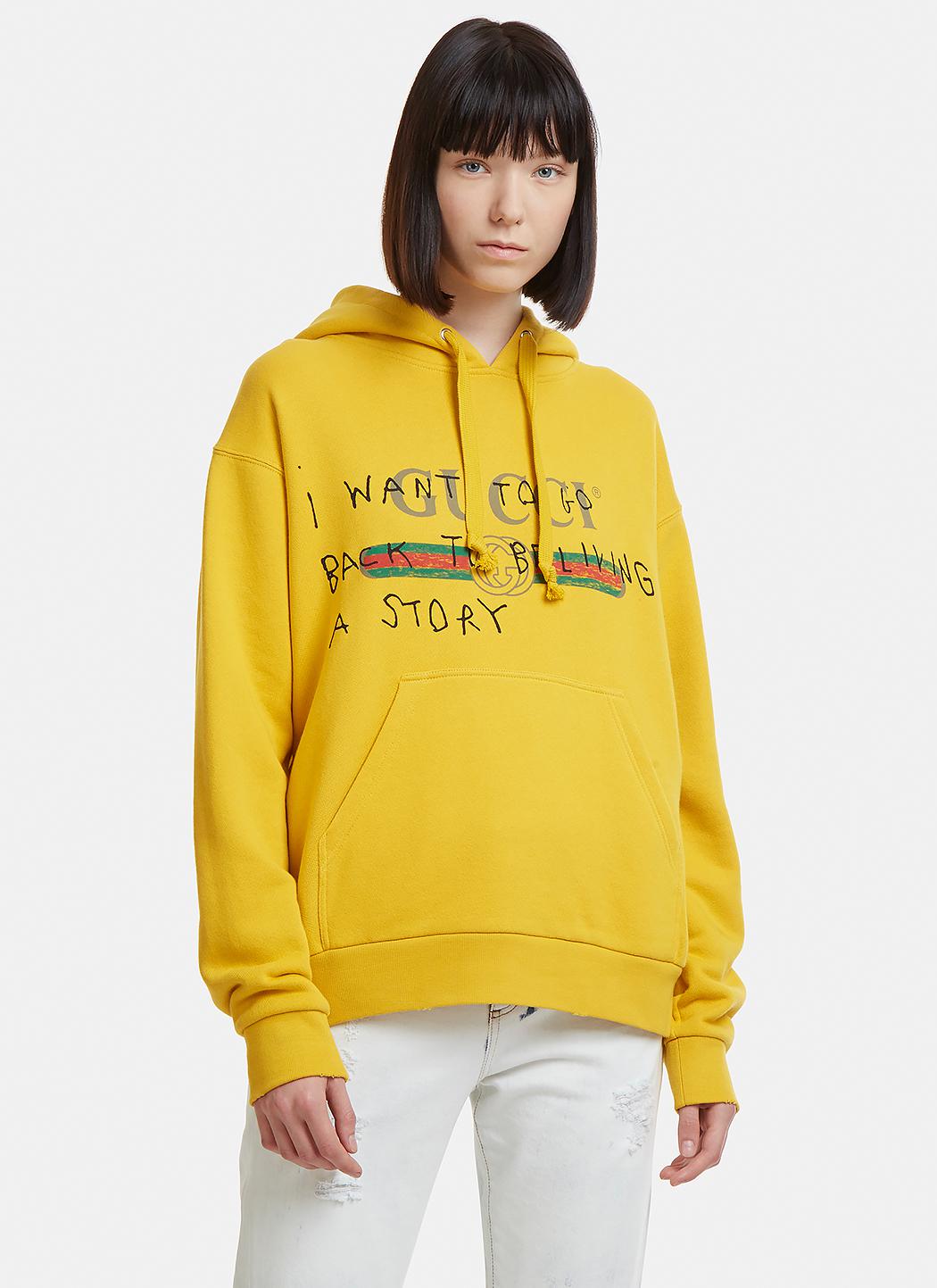 gucci hoodie i want to go back to believing a story