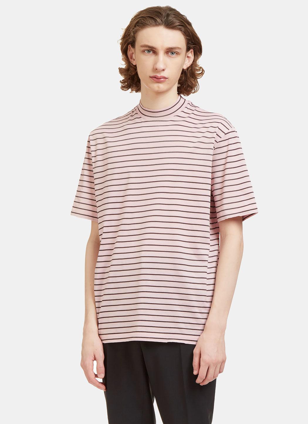 Download Lanvin Cotton Men's Striped Mock Neck T-shirt In Pink for ...