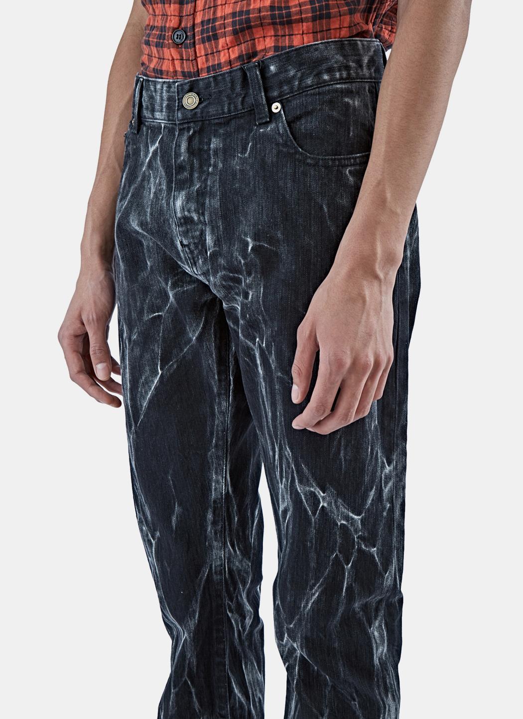 Saint Laurent Denim Men's Straight Leg Tiedye Jeans In Black for Men