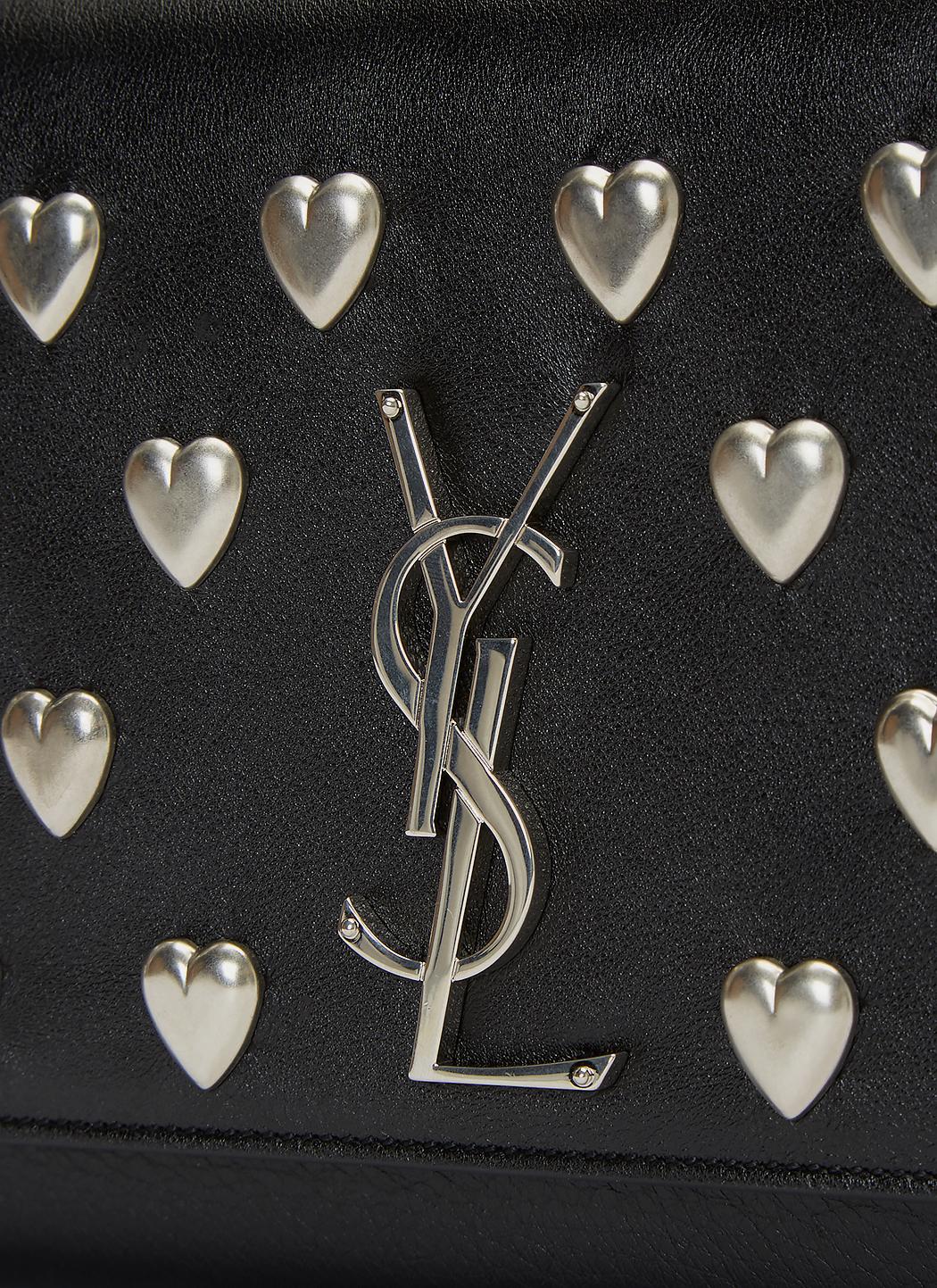 Saint Laurent Women's Kate Medium Ysl Monogrammed Heart Stud Crossbody