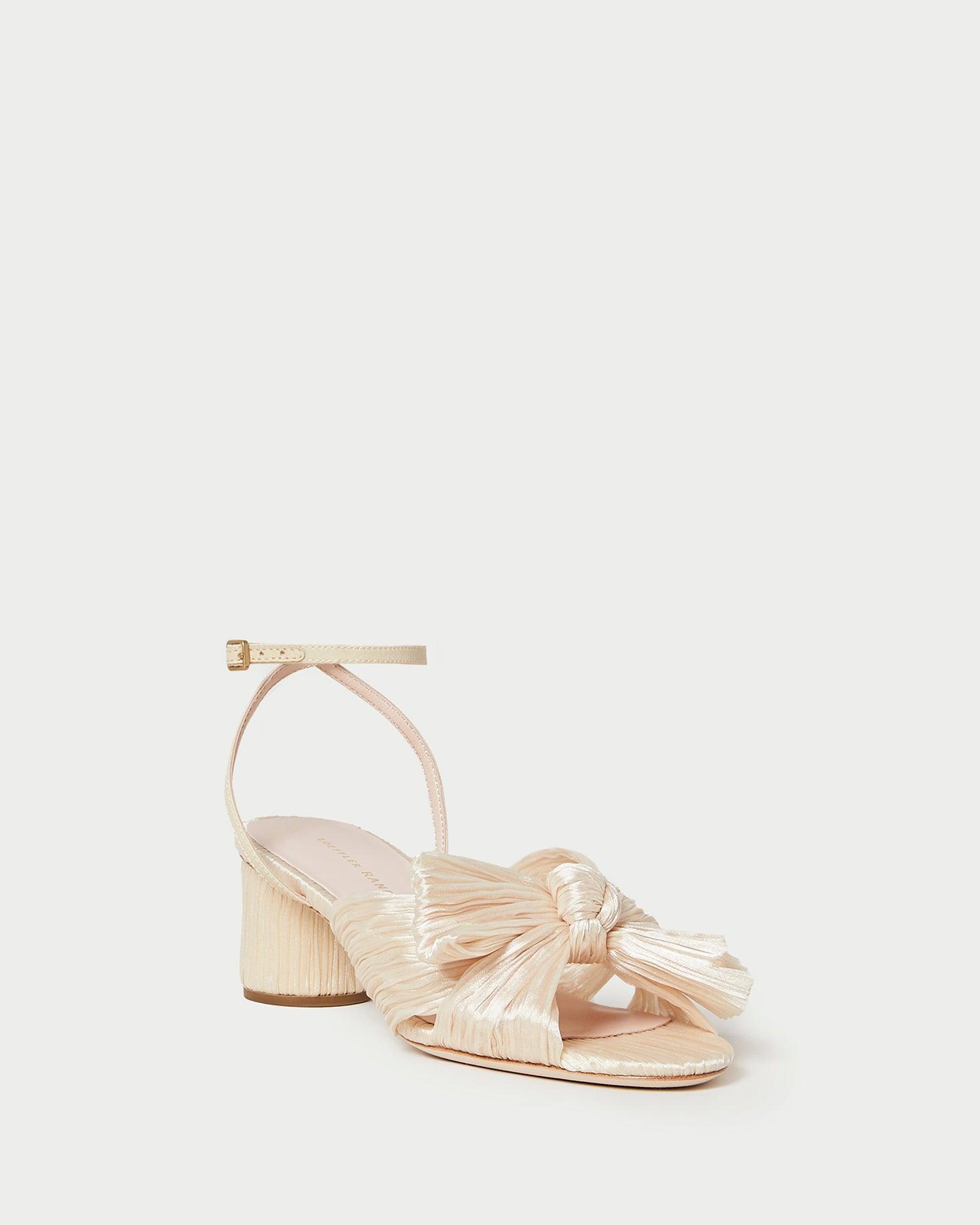 Loeffler Randall Dahlia Almond Pleated Bow Heel in Natural | Lyst