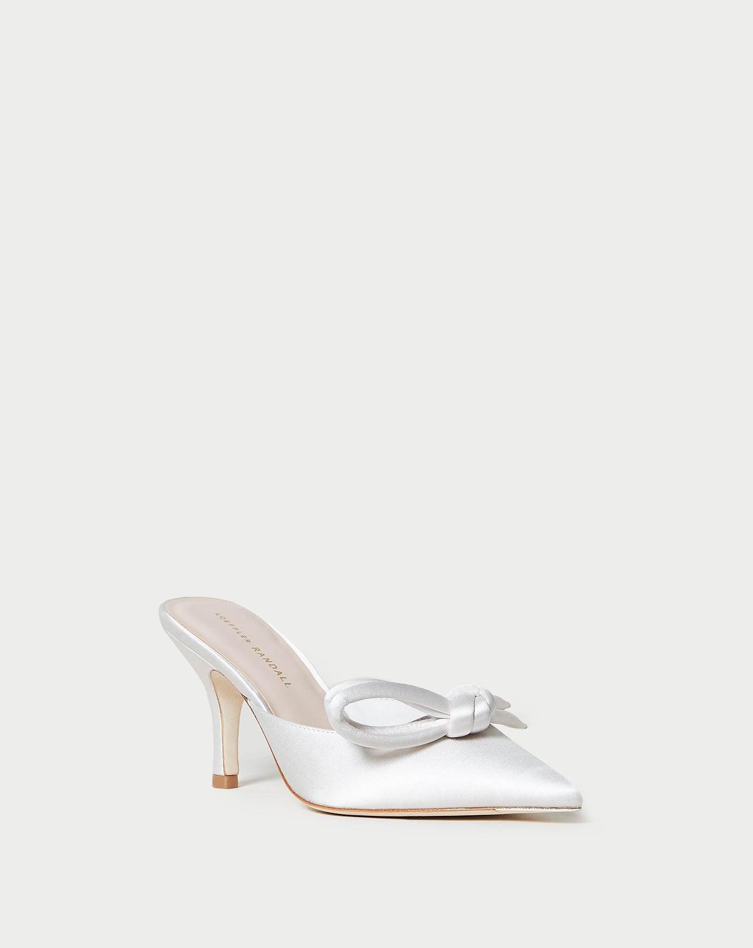 White kitten cheap heel mule