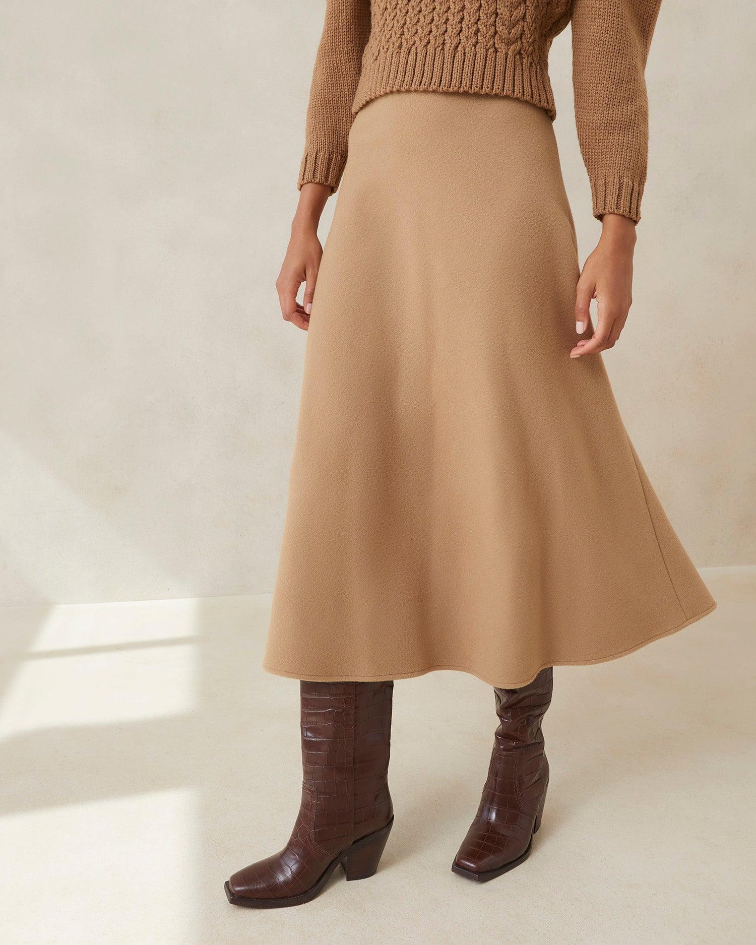 Loeffler Randall Charissa Camel Circle Skirt in Natural | Lyst