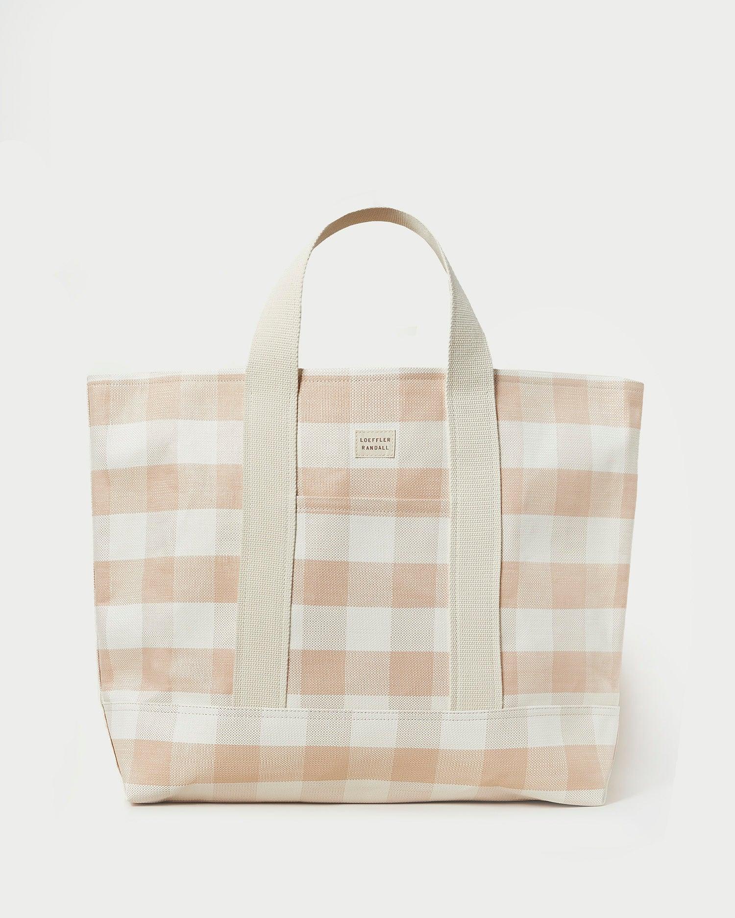 Loeffler Randall Bodie Blush Gingham Oversized Tote in Natural | Lyst