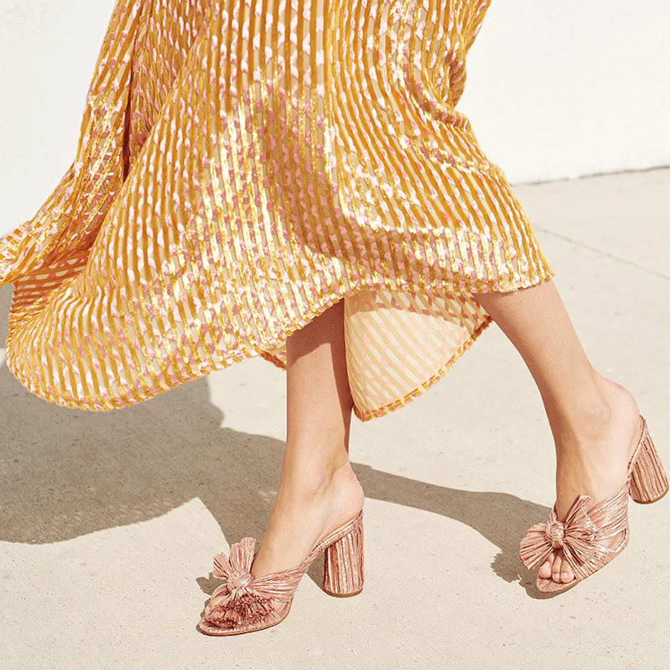Penny-pla Heeled Sandal in Rose Gold 