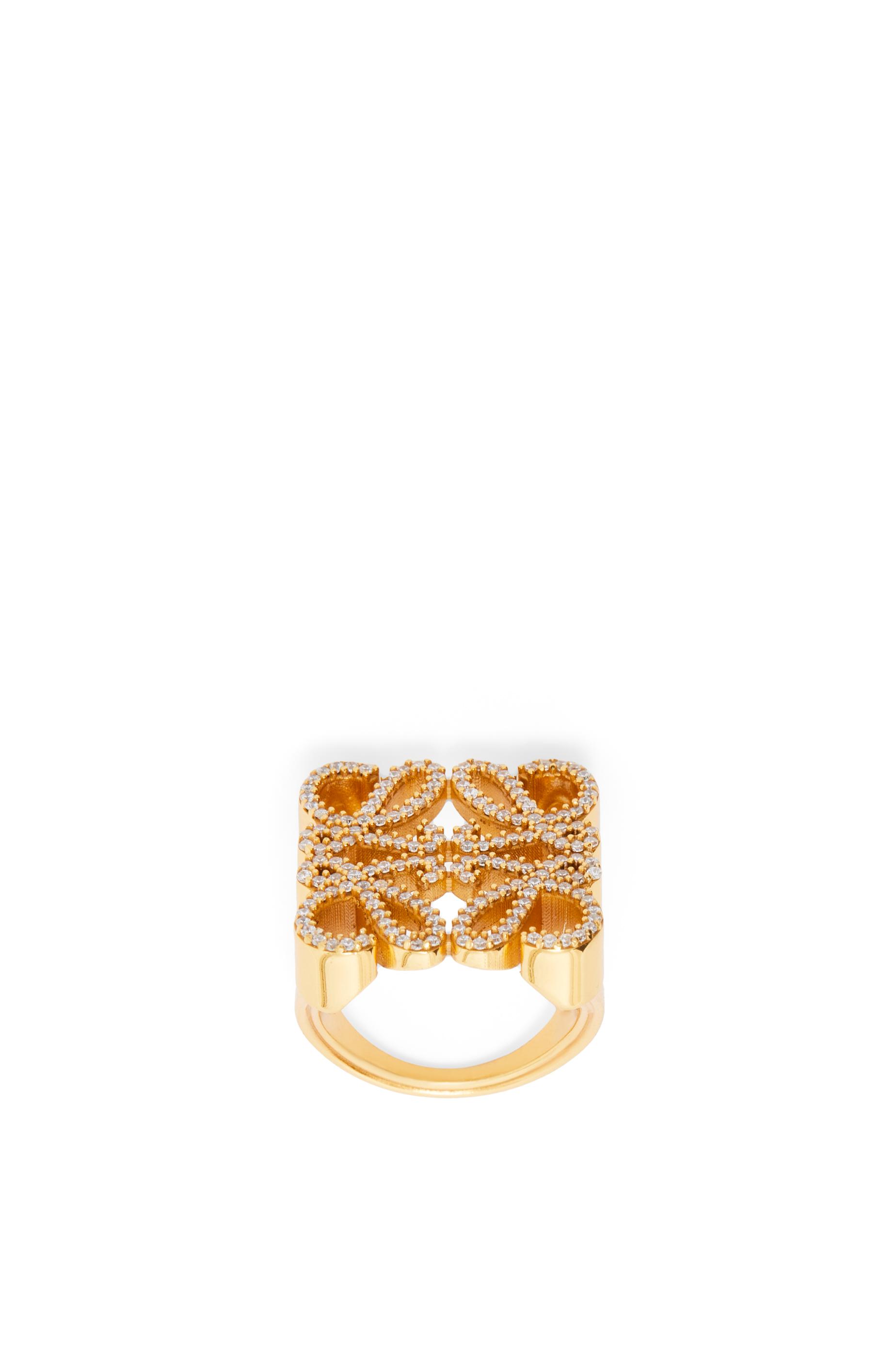Loewe Luxury Pave Anagram Ring In Sterling Silver And Crystal For