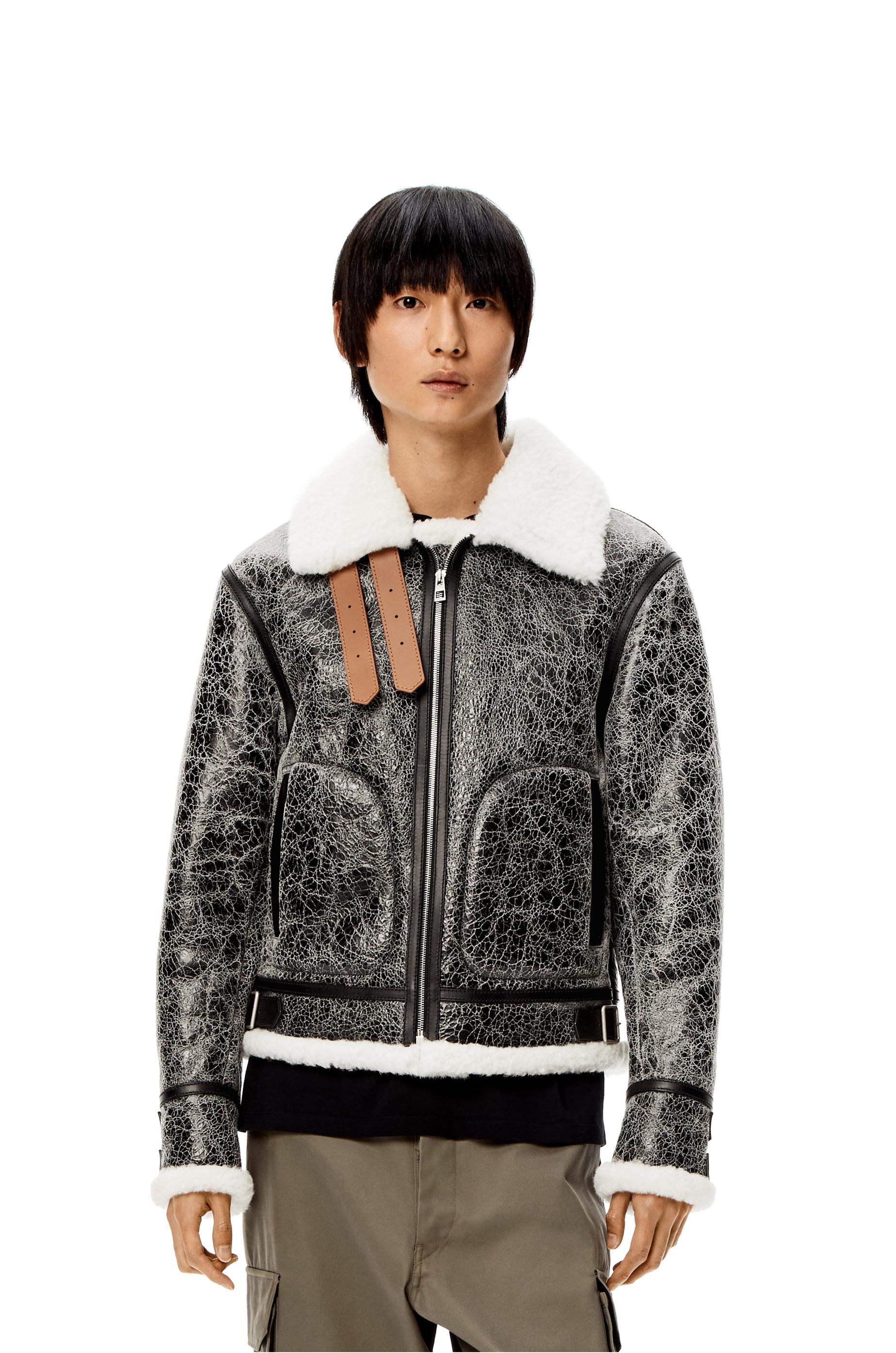 Aviator Jacket In Crackled Nappa And Shearling