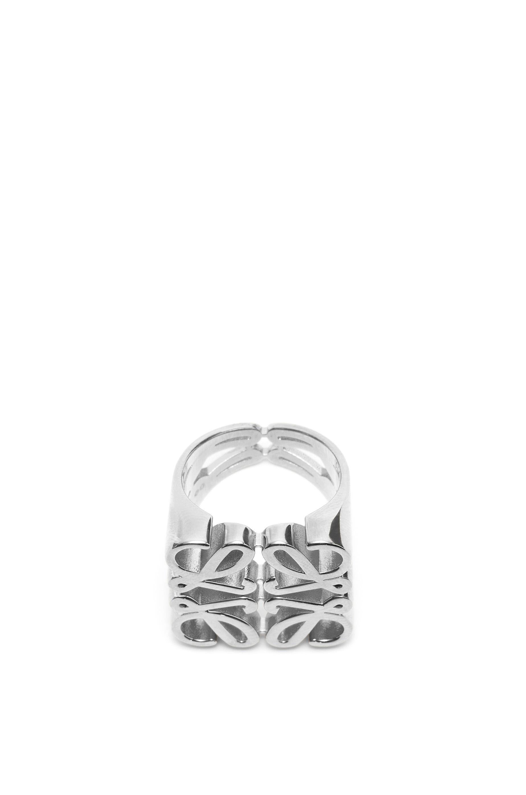 Loewe Pave Anagram Chevaliere Ring In Sterling Silver in White 