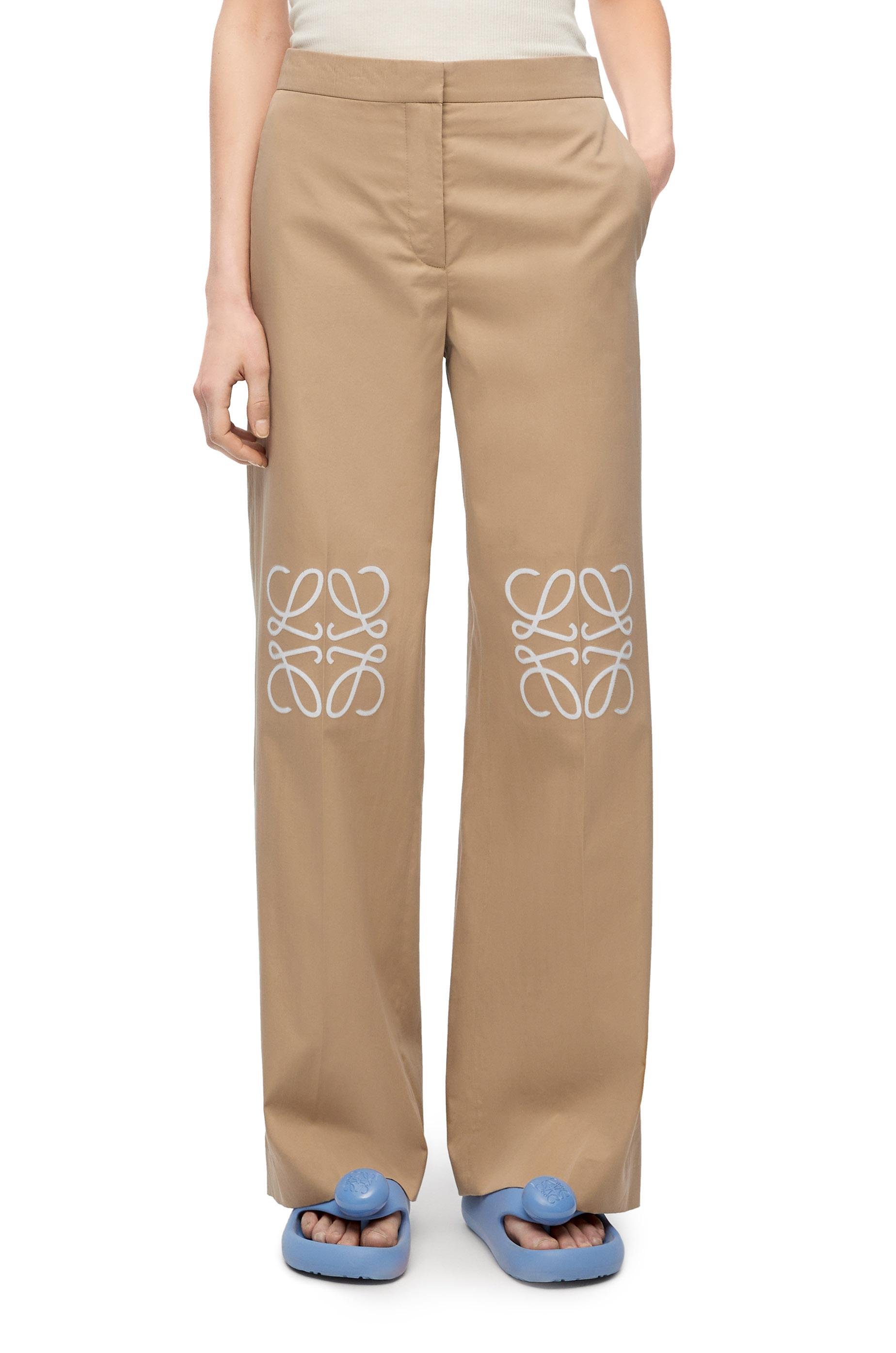 パンツ LOEWE Women Straight Pants S616Y04X843046 BEIGE LOEWE Stretch jacquard-trimmed pleated wool and cashmere