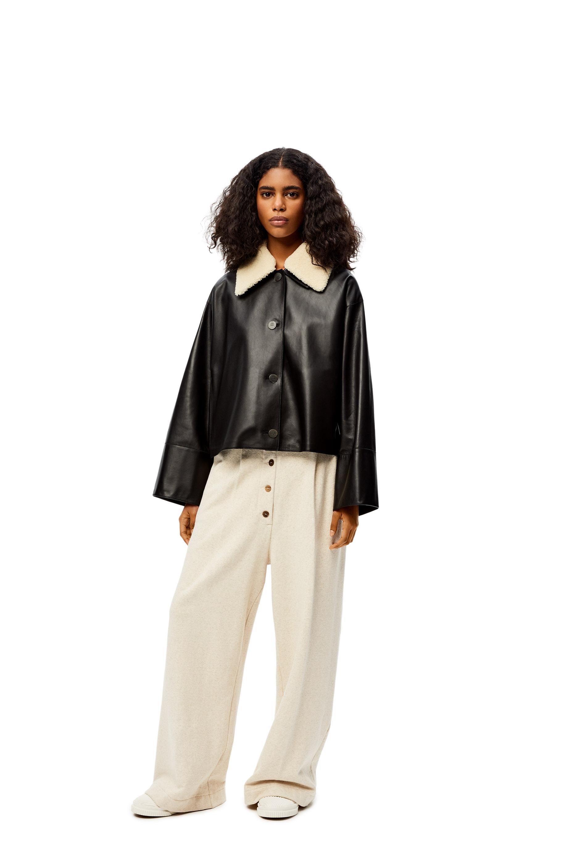 Loewe Leather Luxury Shearling Collar Jacket In Nappa And ...
