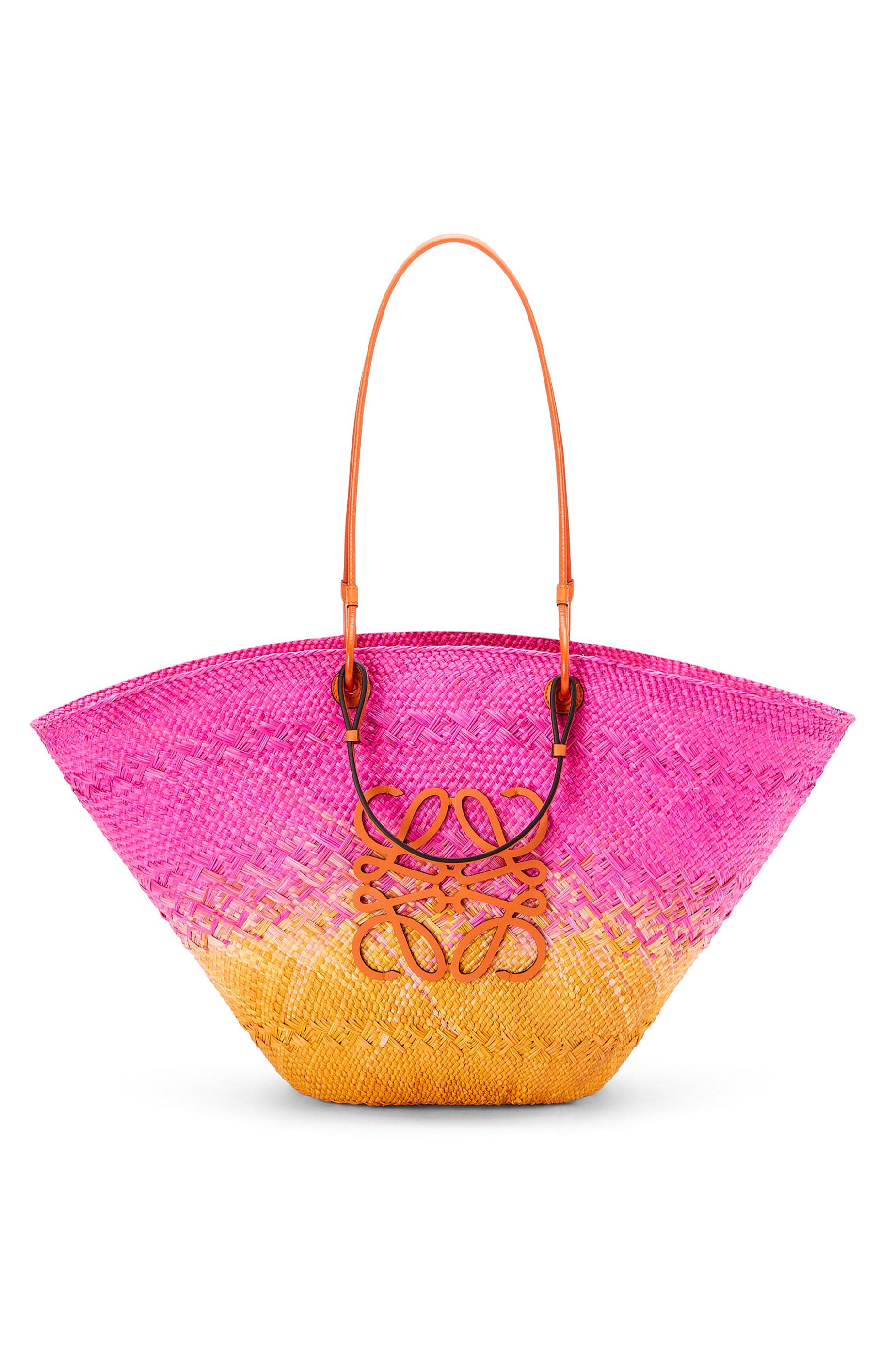 Loewe Luxury Large Anagram Basket Bag In Iraca Palm And Calfskin For Women  in Pink | Lyst