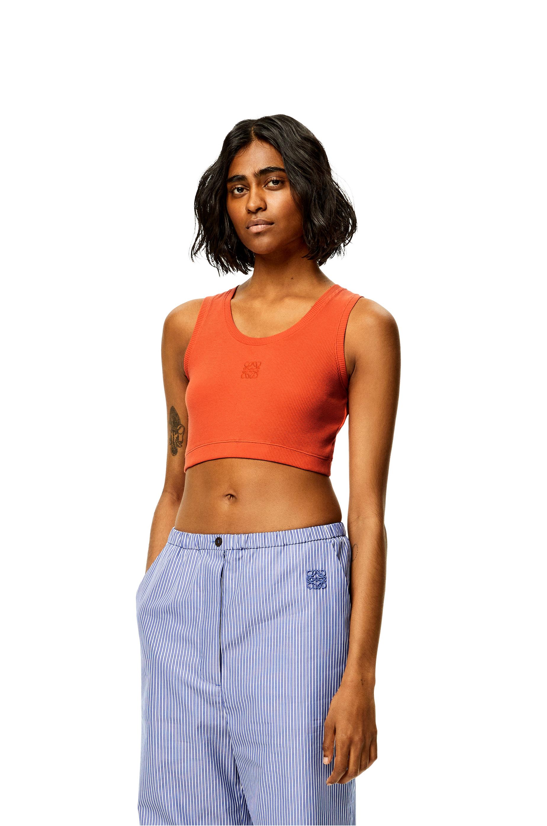 Luxury Anagram Cropped Top In Cotton For Women in Orange