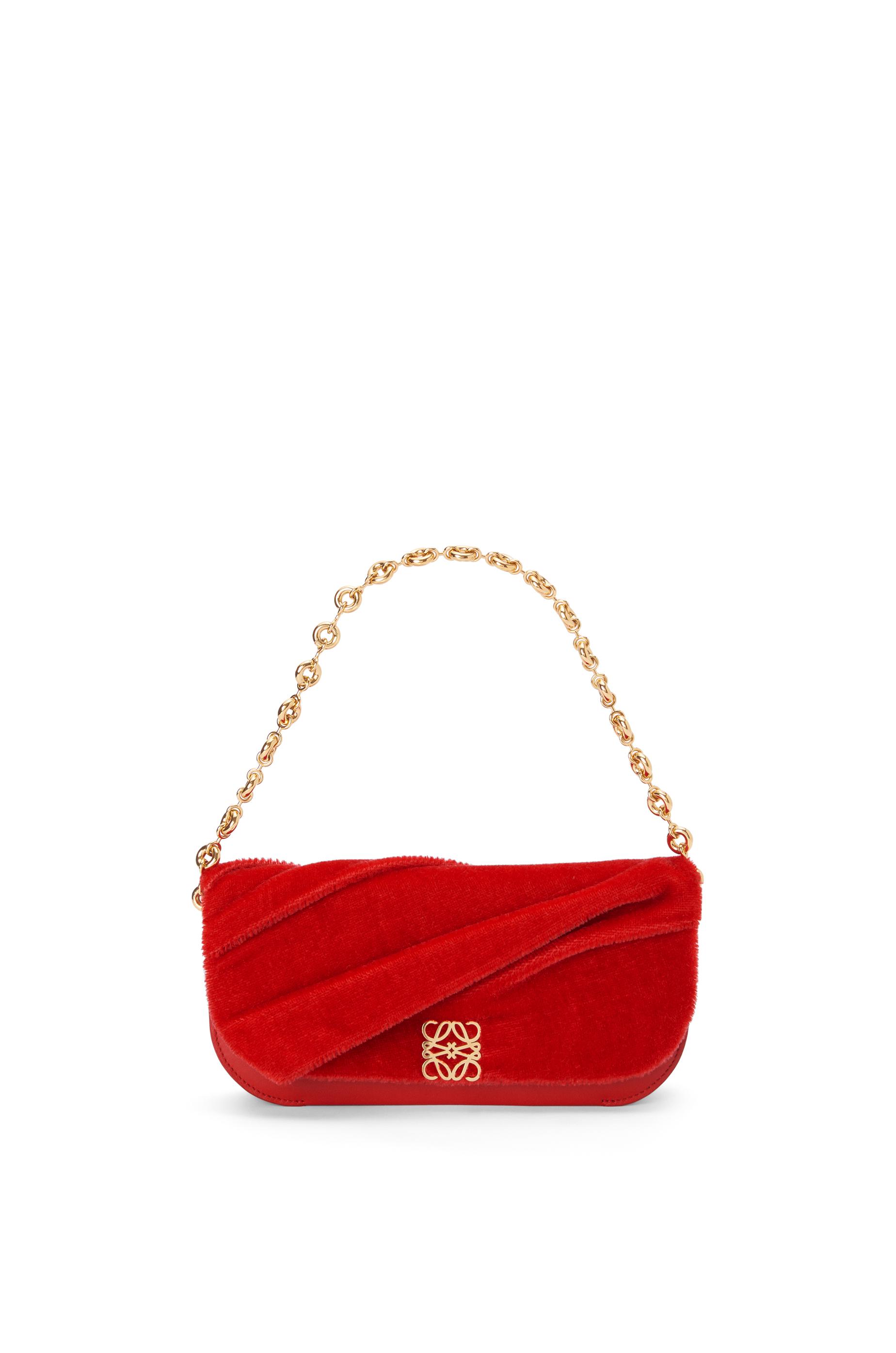 Loewe Luxury Goya Long Chain Clutch In Mohair And Calfskin For in Red
