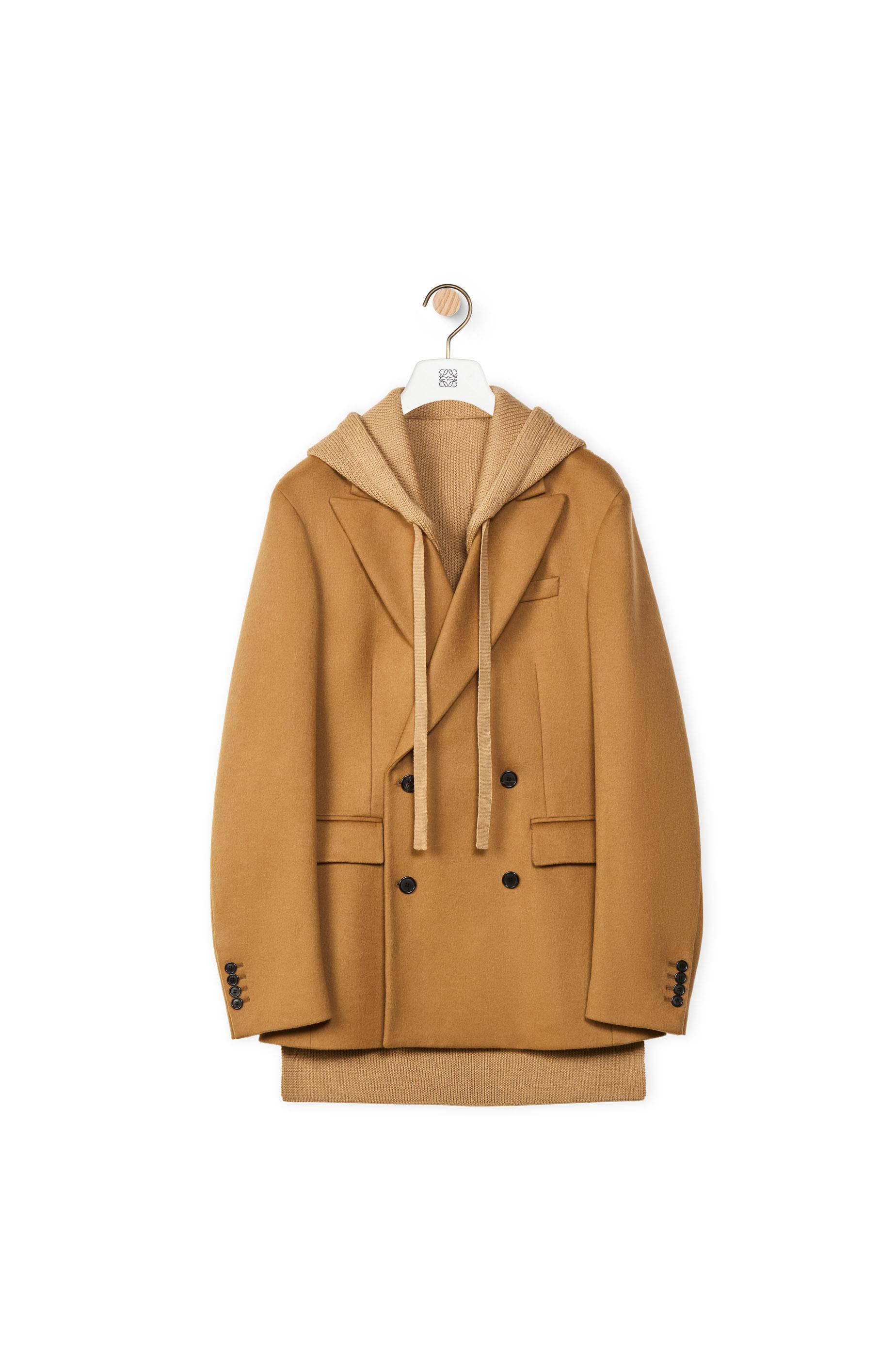 Double breasted hooded coat top