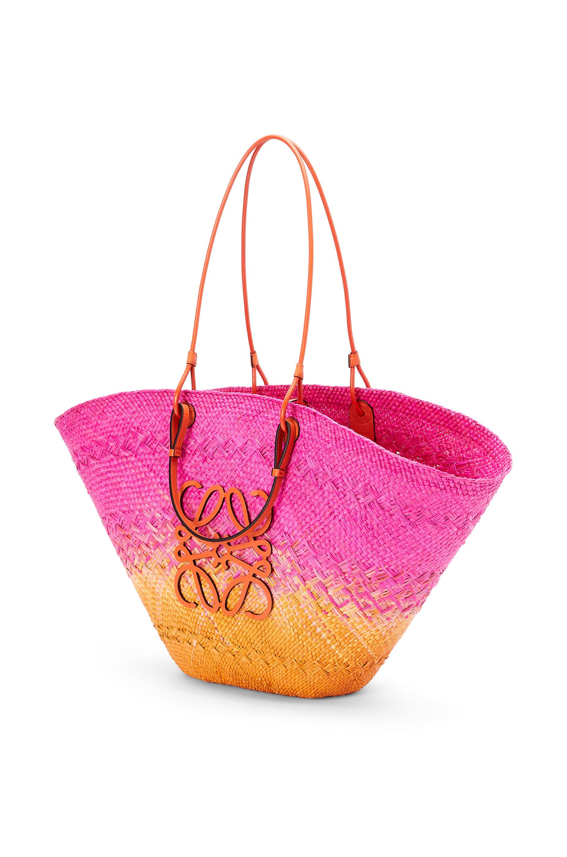 Small Inlay Basket bag in palm leaf and calfskin
