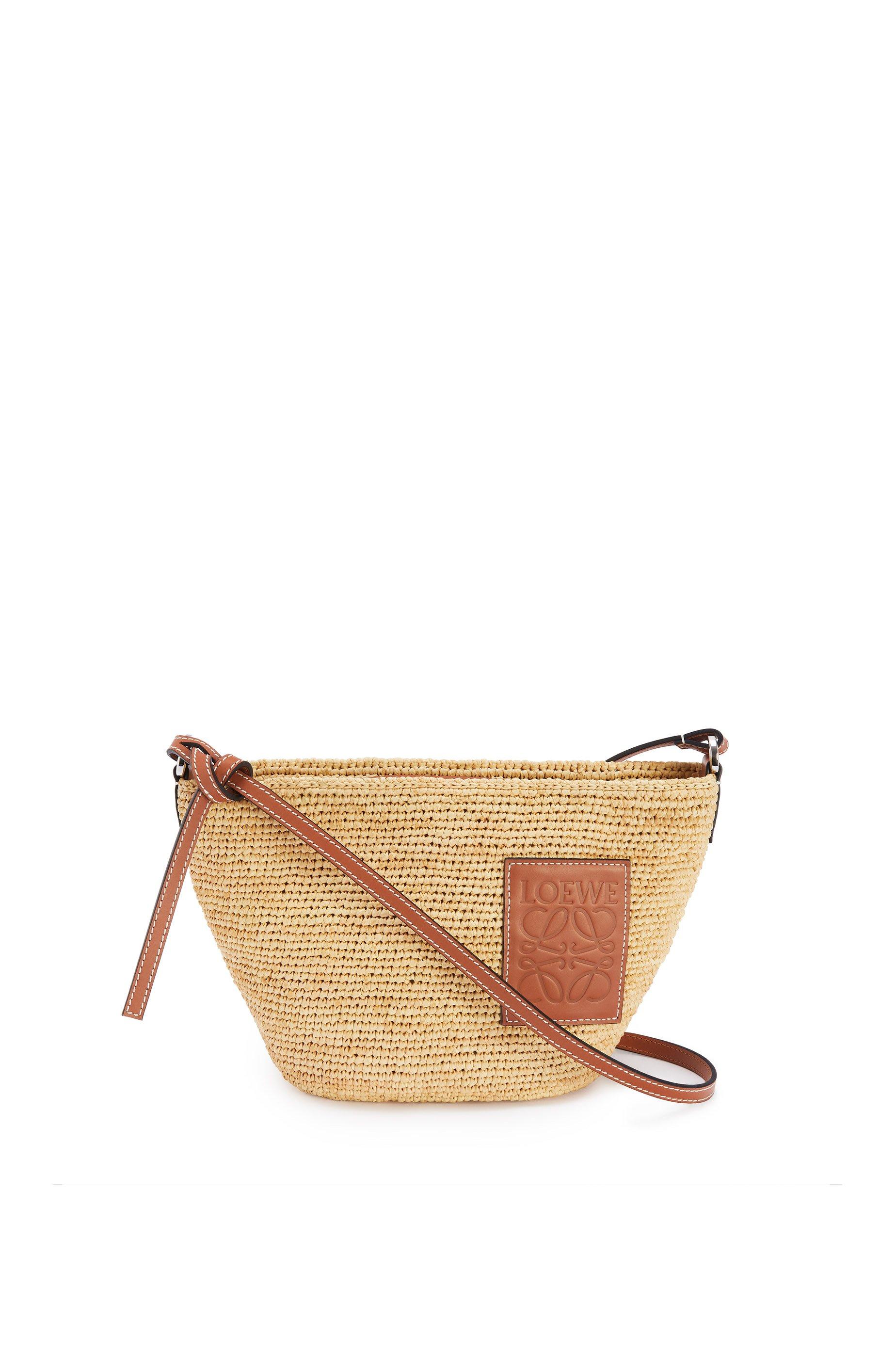 Loewe Luxury Pochette Bag In Raffia And Calfskin For Women in Brown