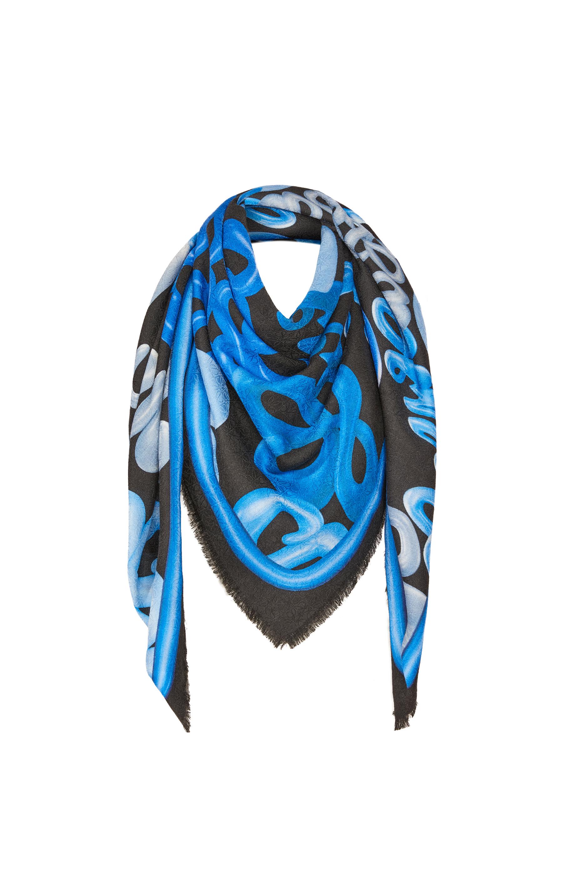 Loewe Anagram Scarf In Silk And Cashmere in Blue | Lyst