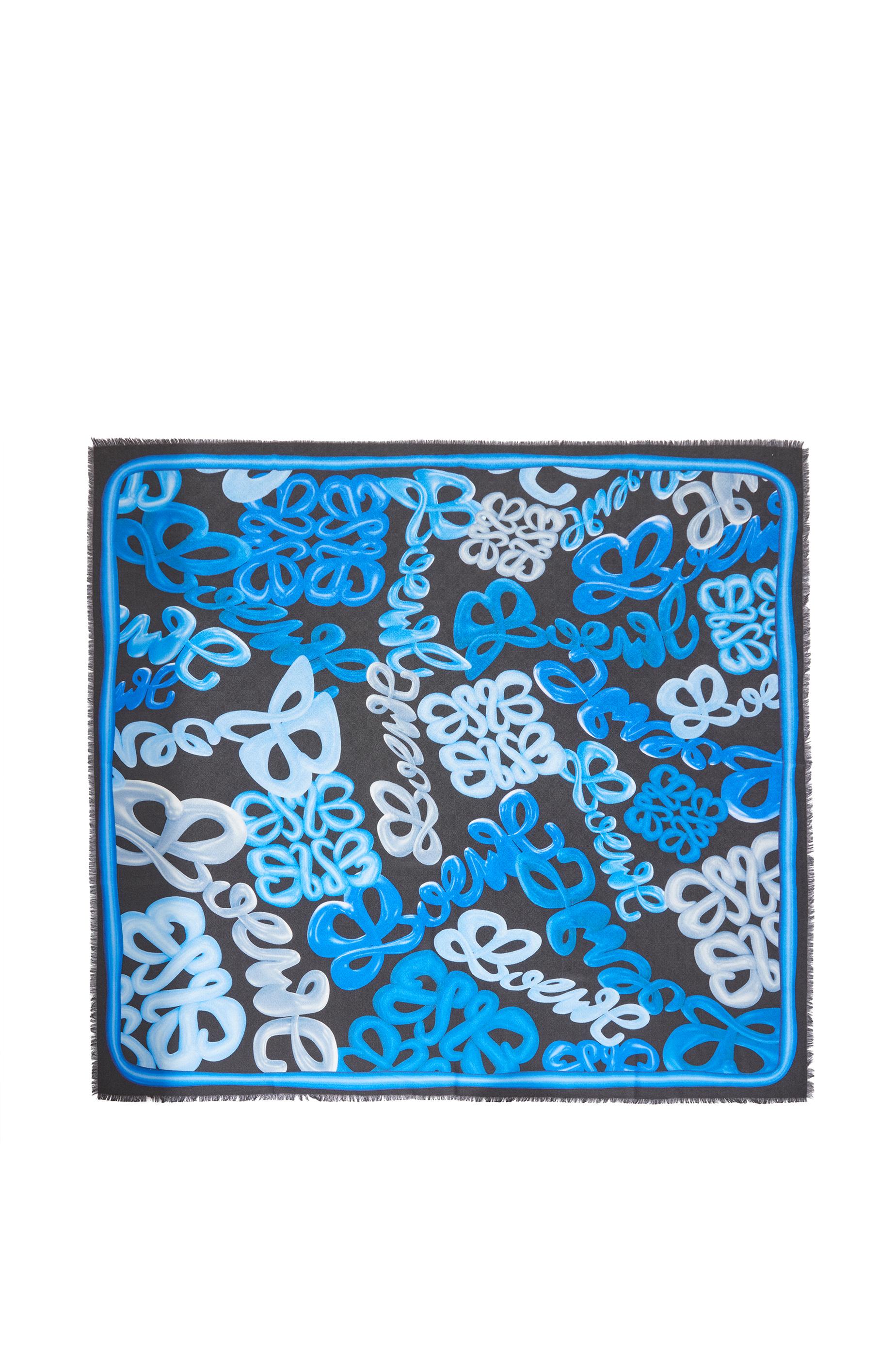 Loewe Anagram Scarf In Silk And Cashmere in Blue | Lyst