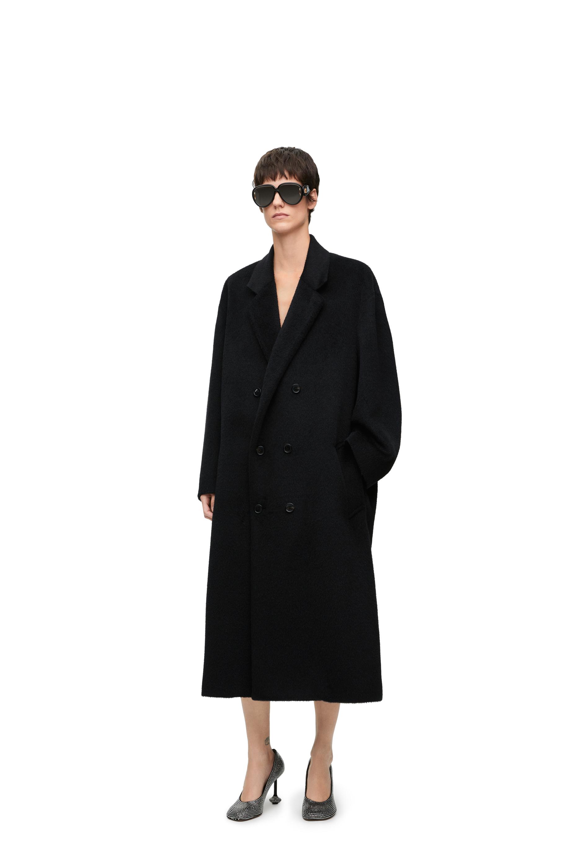 Loewe Luxury Double Breasted Coat In Lama And Wool in Black | Lyst