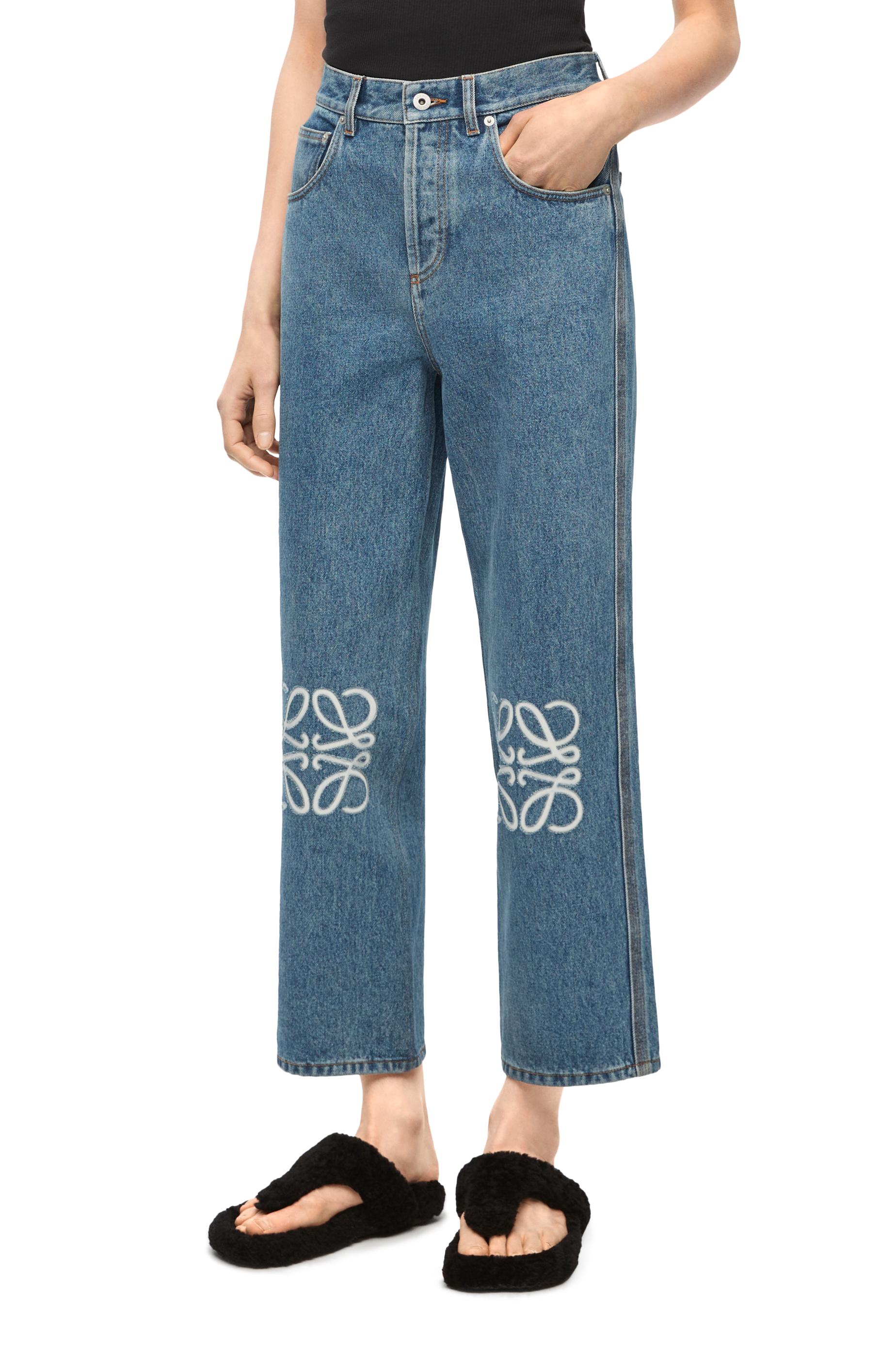 Loewe Anagram Cropped Jeans In Denim | Lyst