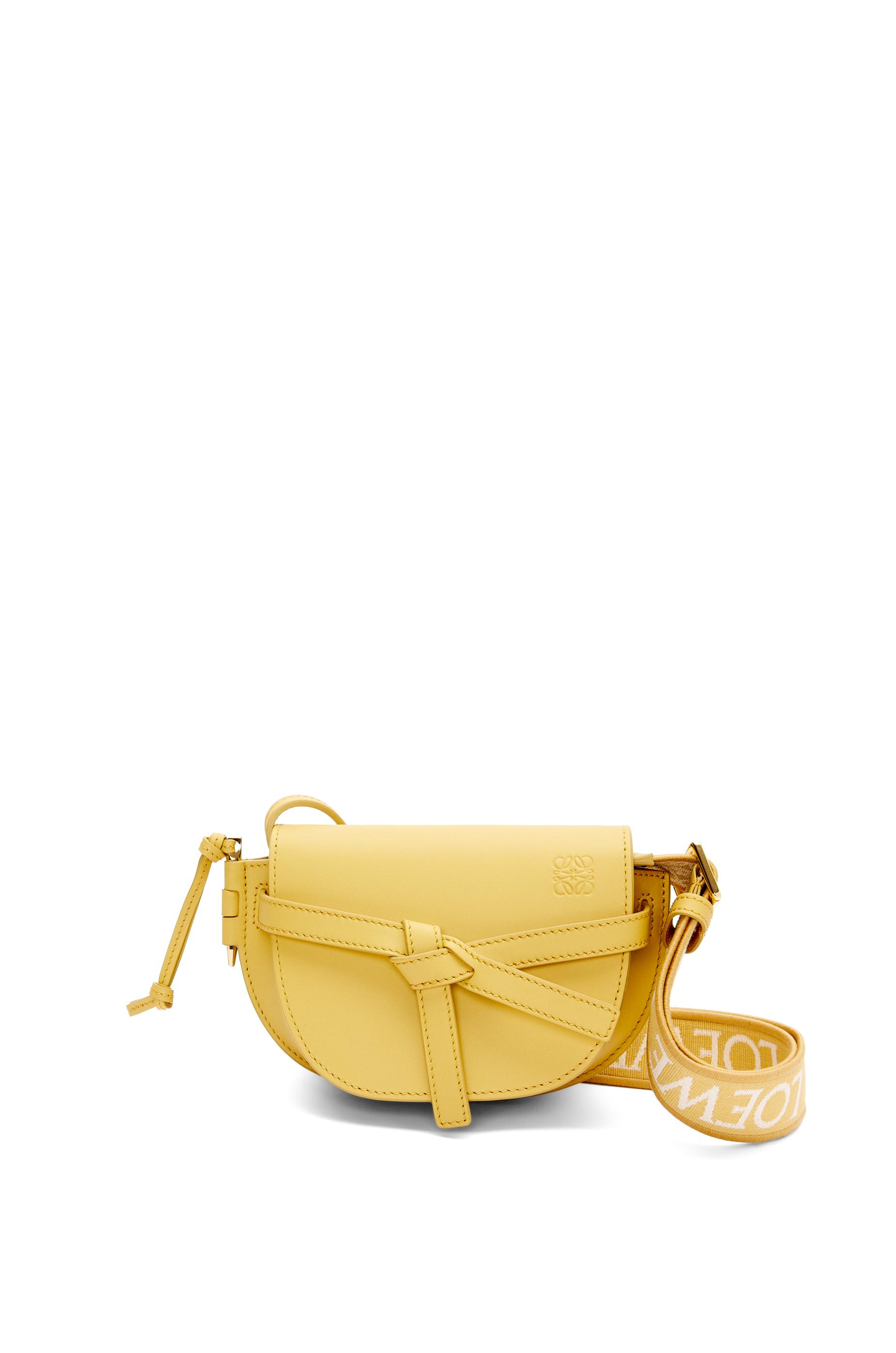 Loewe Mini Gate Dual Bag In Soft Calfskin And Jacquard in Yellow Lyst