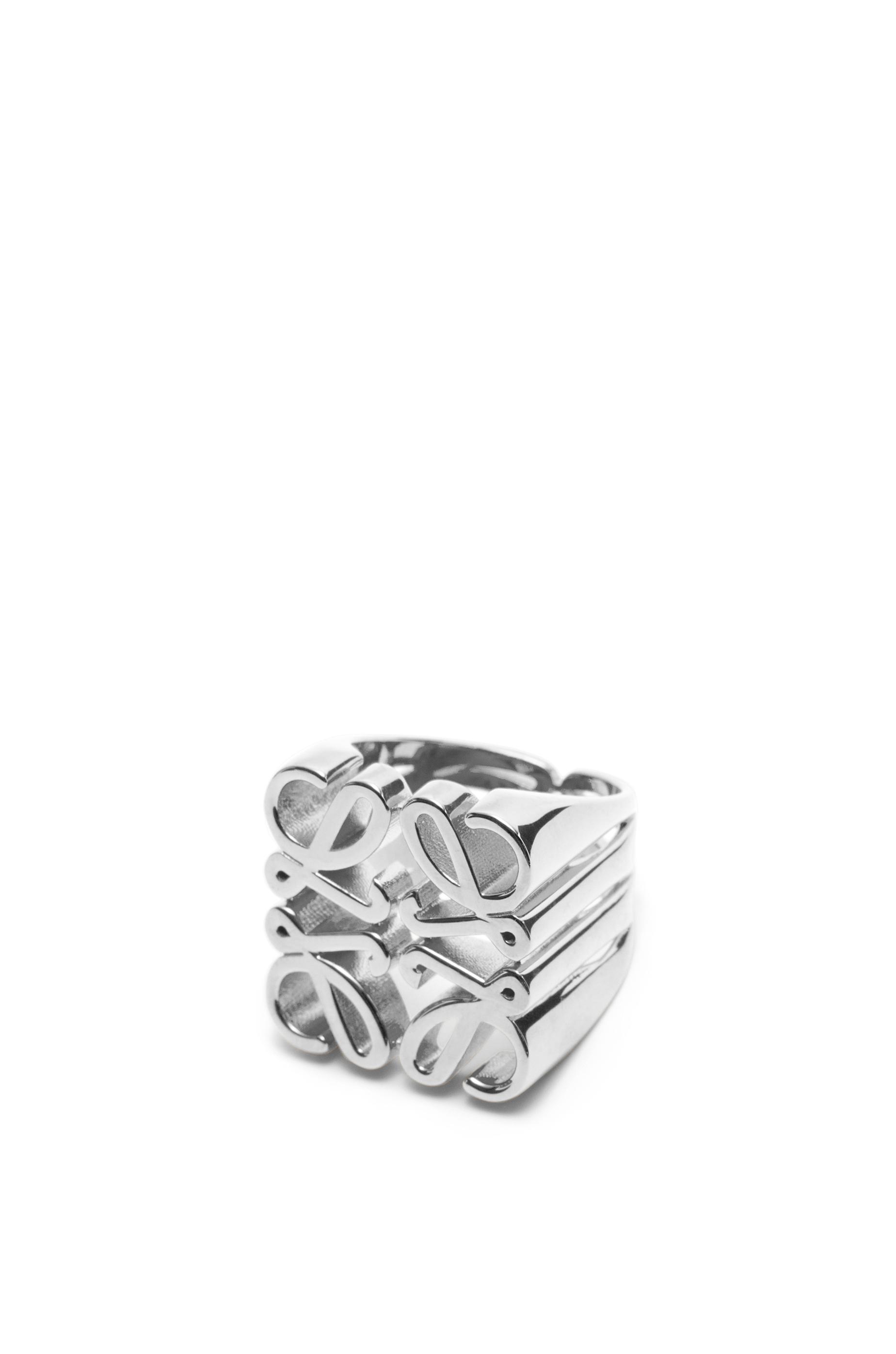 Loewe Pave Anagram Chevaliere Ring In Sterling Silver in White 