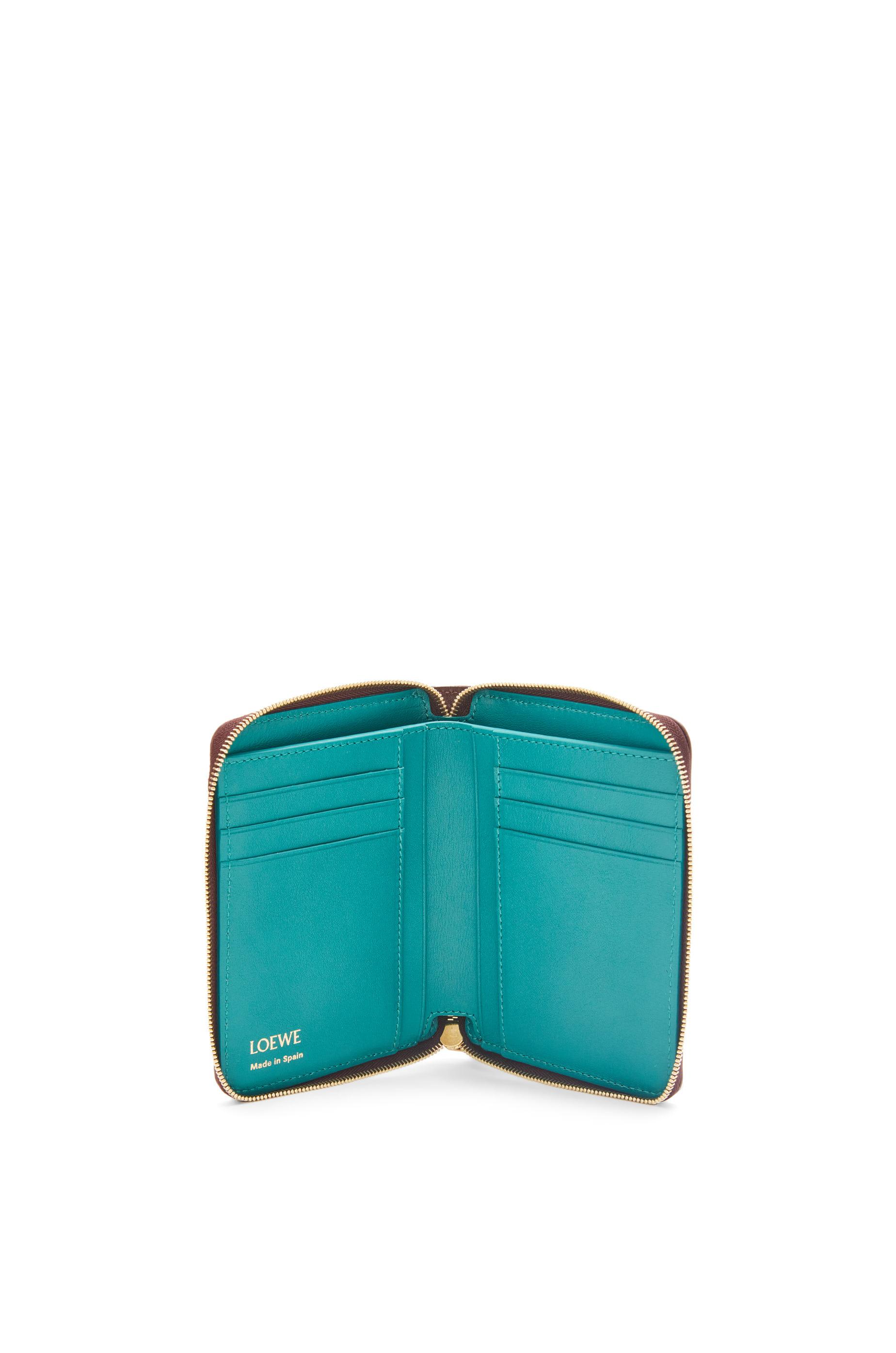 Celine, Bags, Celine Zipped Compact Grained Calfskin Leather Card Holder Wallet  Green