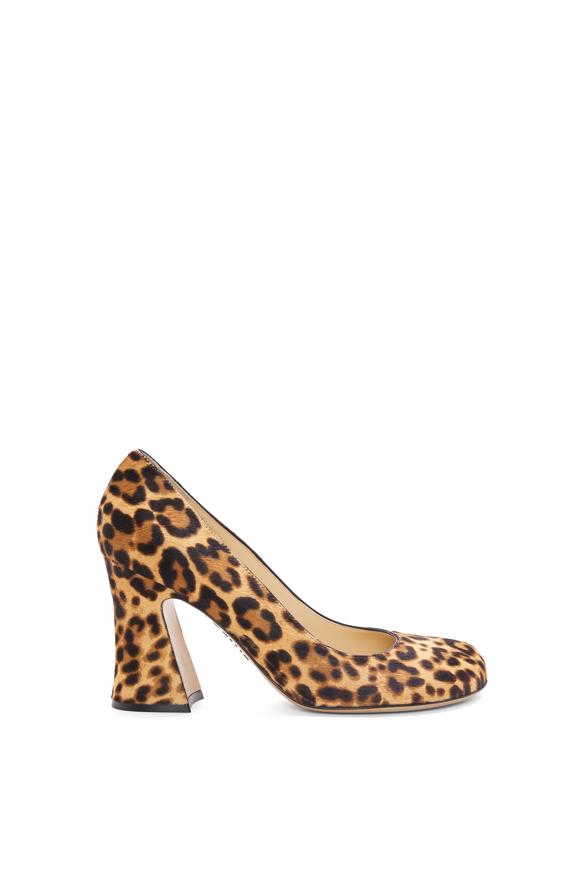 Leopard print block clearance heel court shoes