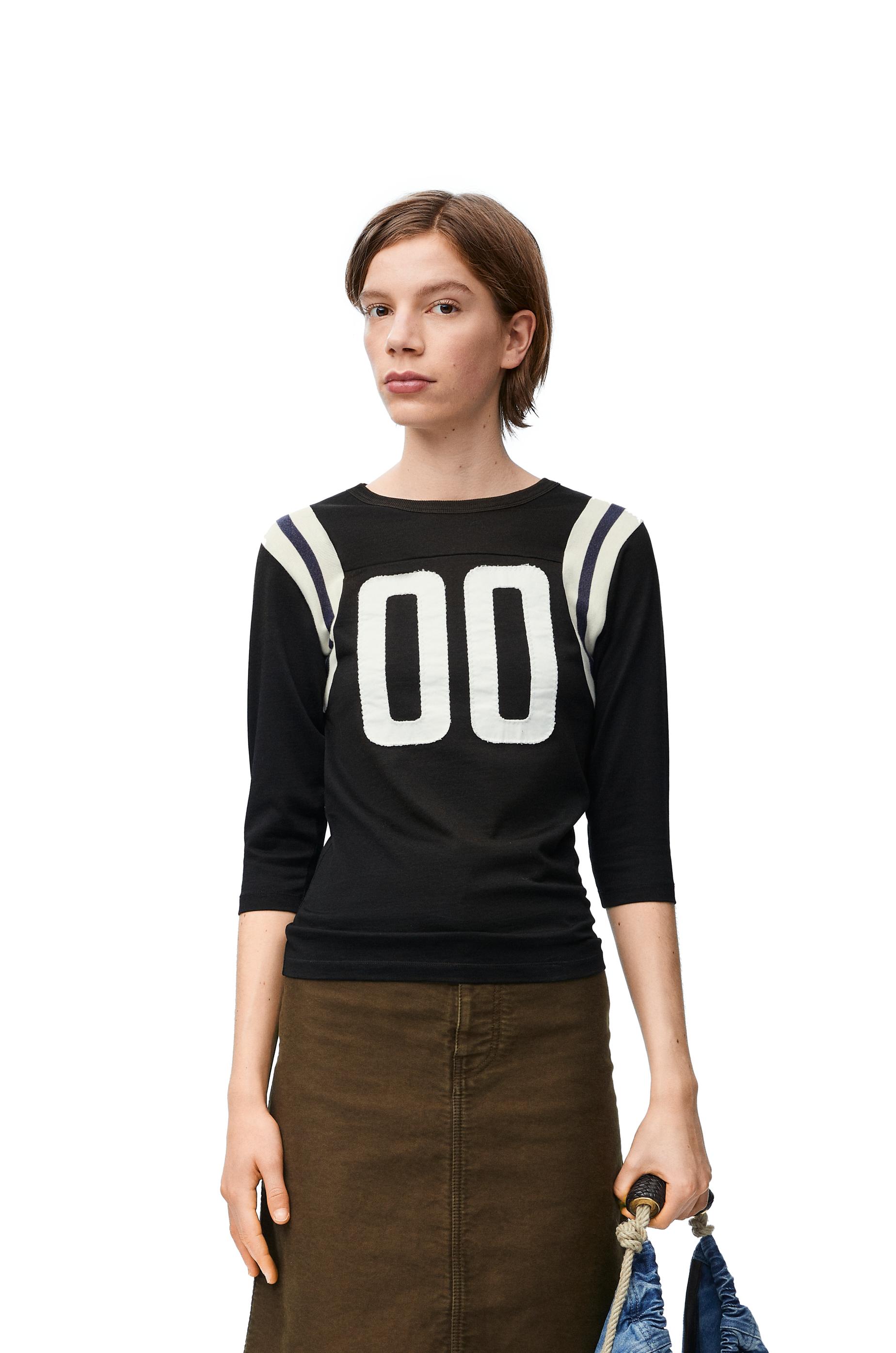 Loewe Luxury Slim Fit T-shirt In Cotton And Viscose in Black Loewe Luxury Slim Fit T-shirt In Cotton And Viscose in Black