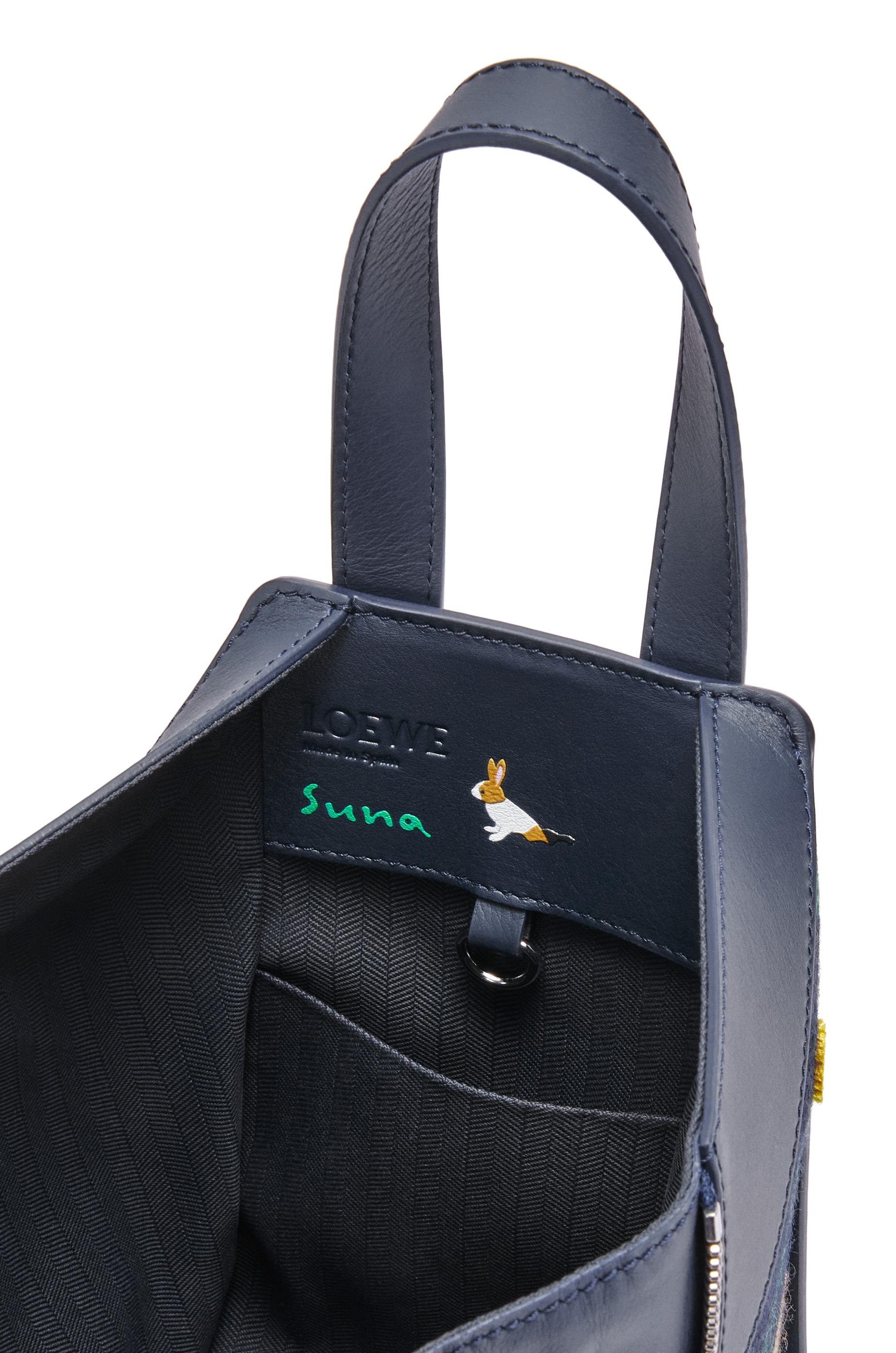 Loewe Bunny Compact Hammock Bag In Calfskin And Wool in Blue