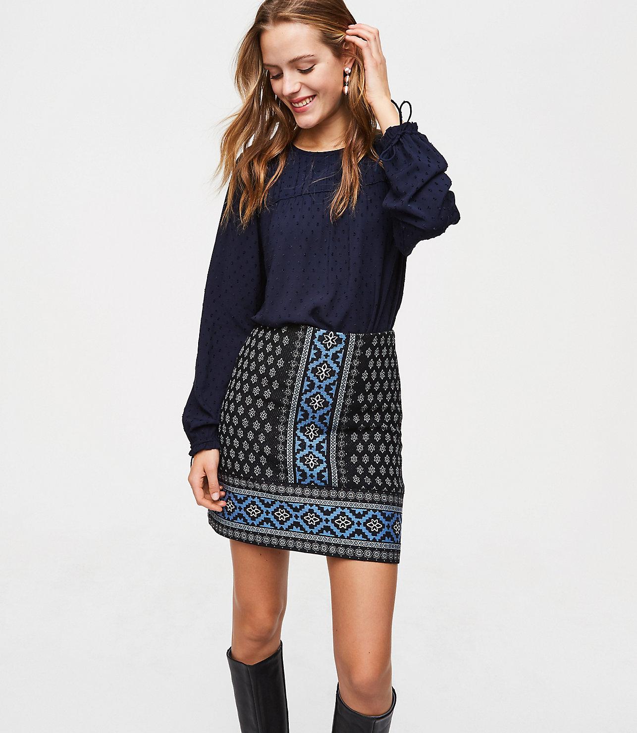 Lyst Loft Petite Snowflake Mosaic Shift Skirt in Black Save 22