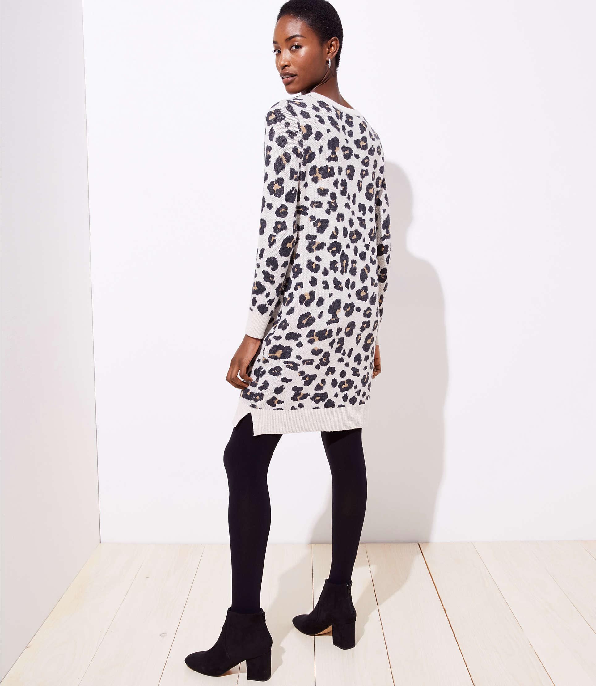 loft leopard sweater dress