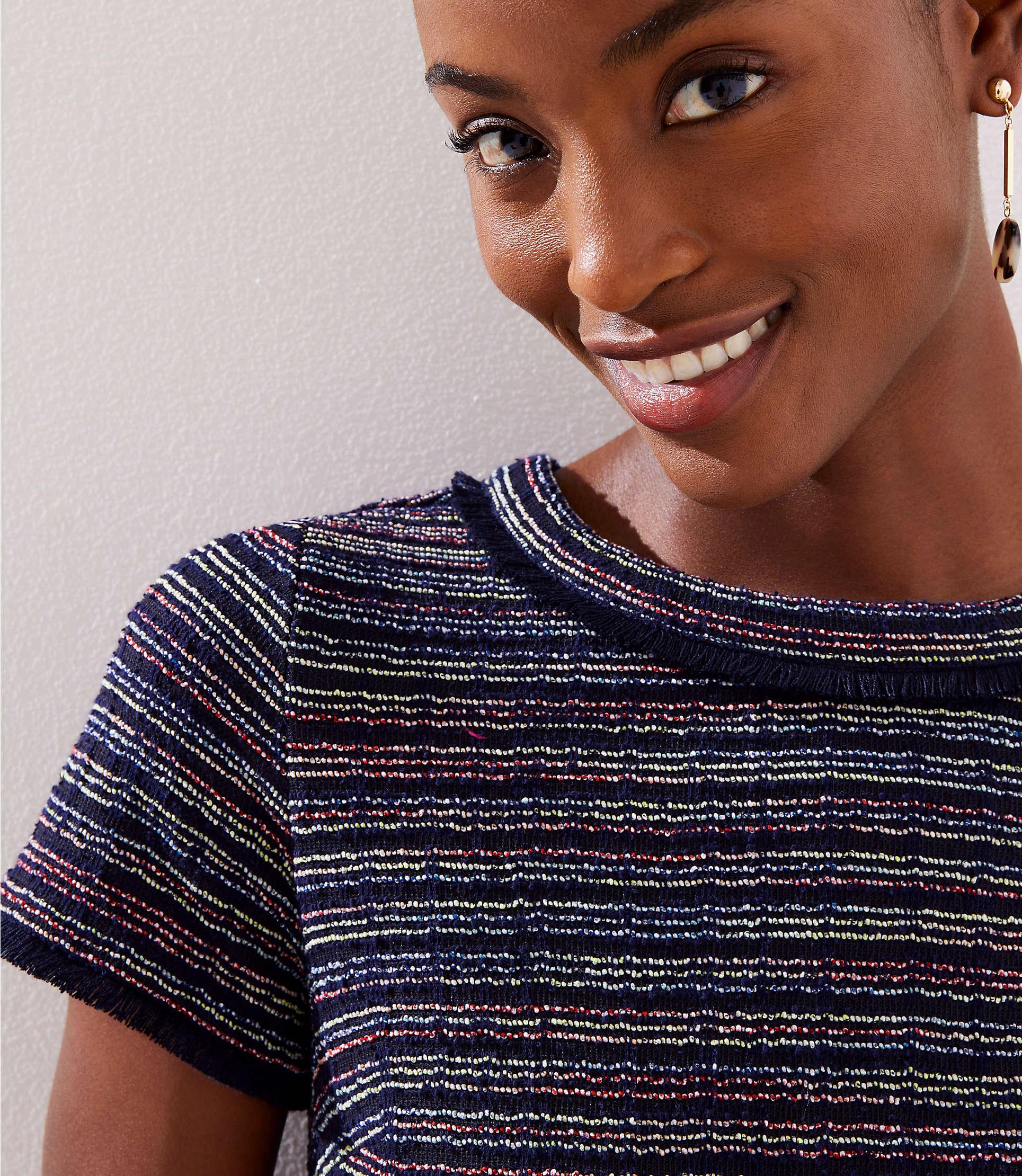 rainbow boucle shift dress