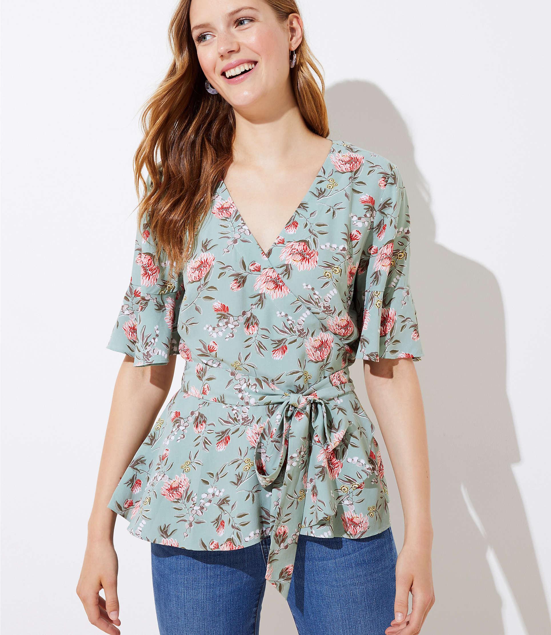 loft floral wrap top