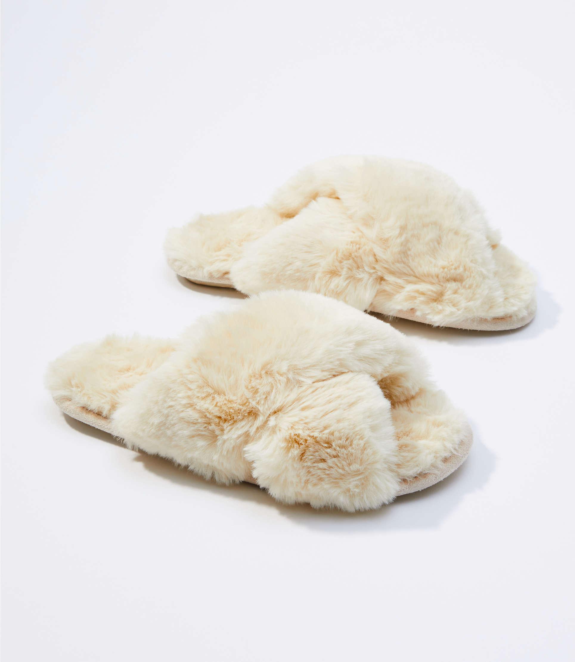 faux fur slipper slides