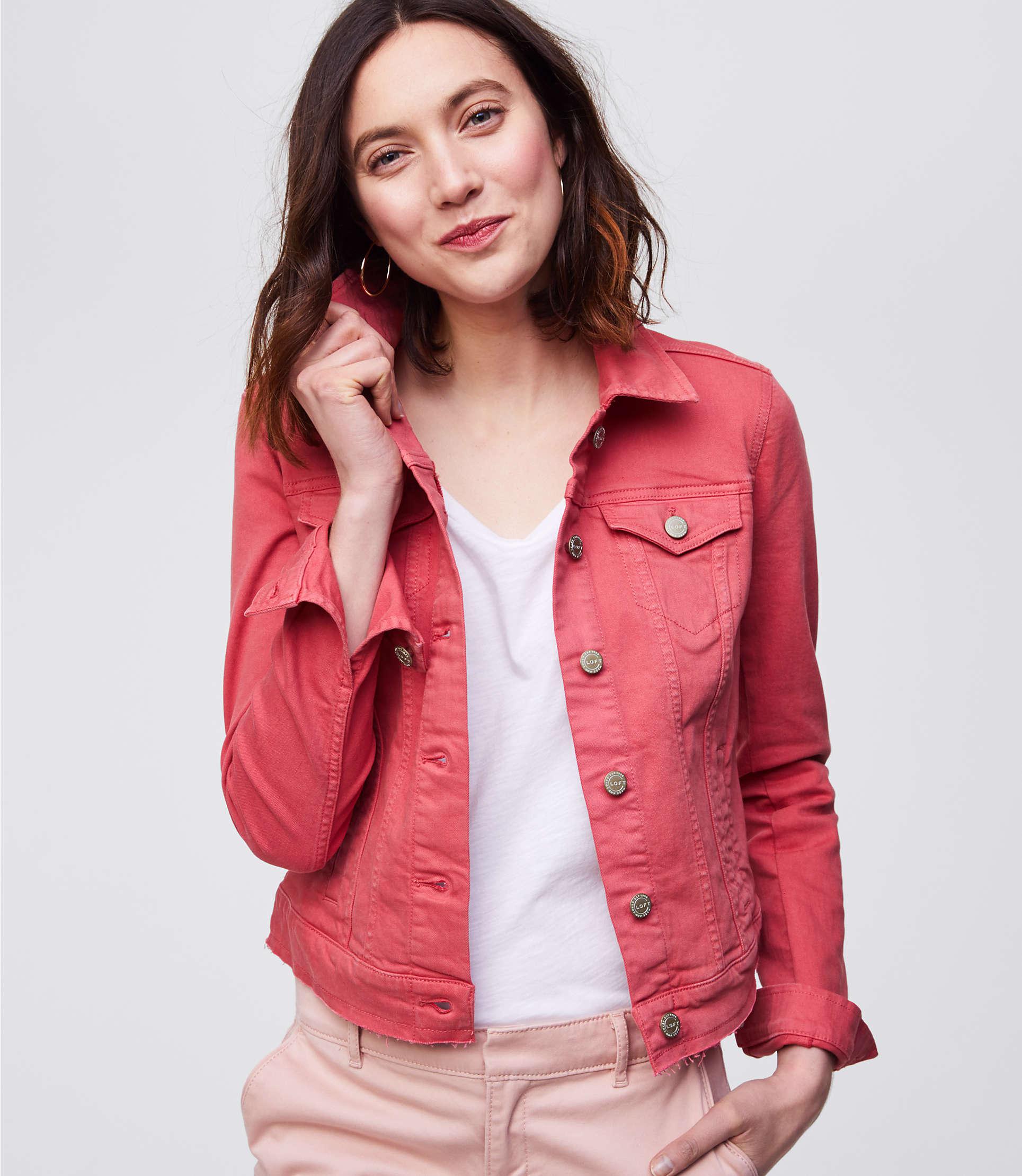 loft pink denim jacket