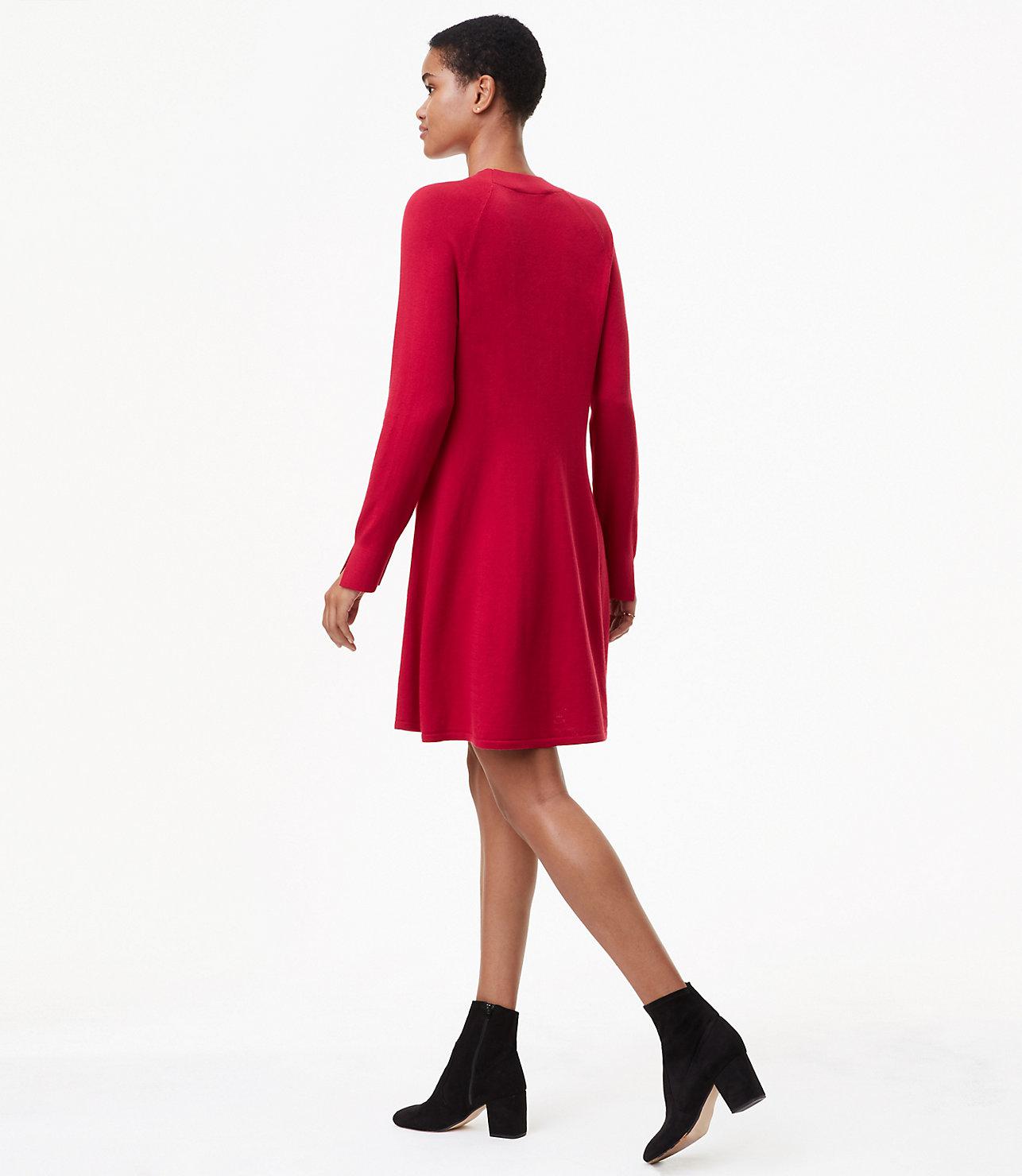 red sweater swing dress