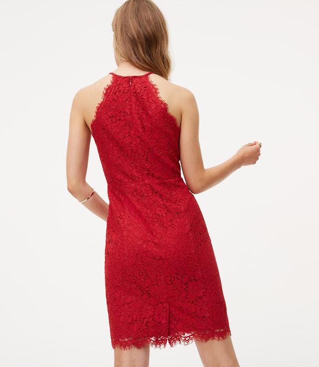loft red lace dress