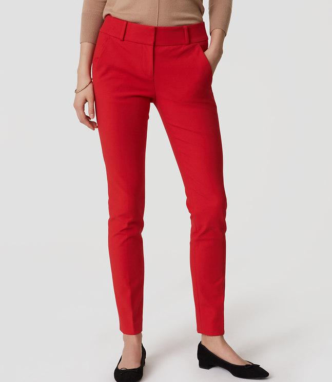 Loft Petite Essential Skinny Ankle Pants In Marisa Fit in Red | Lyst