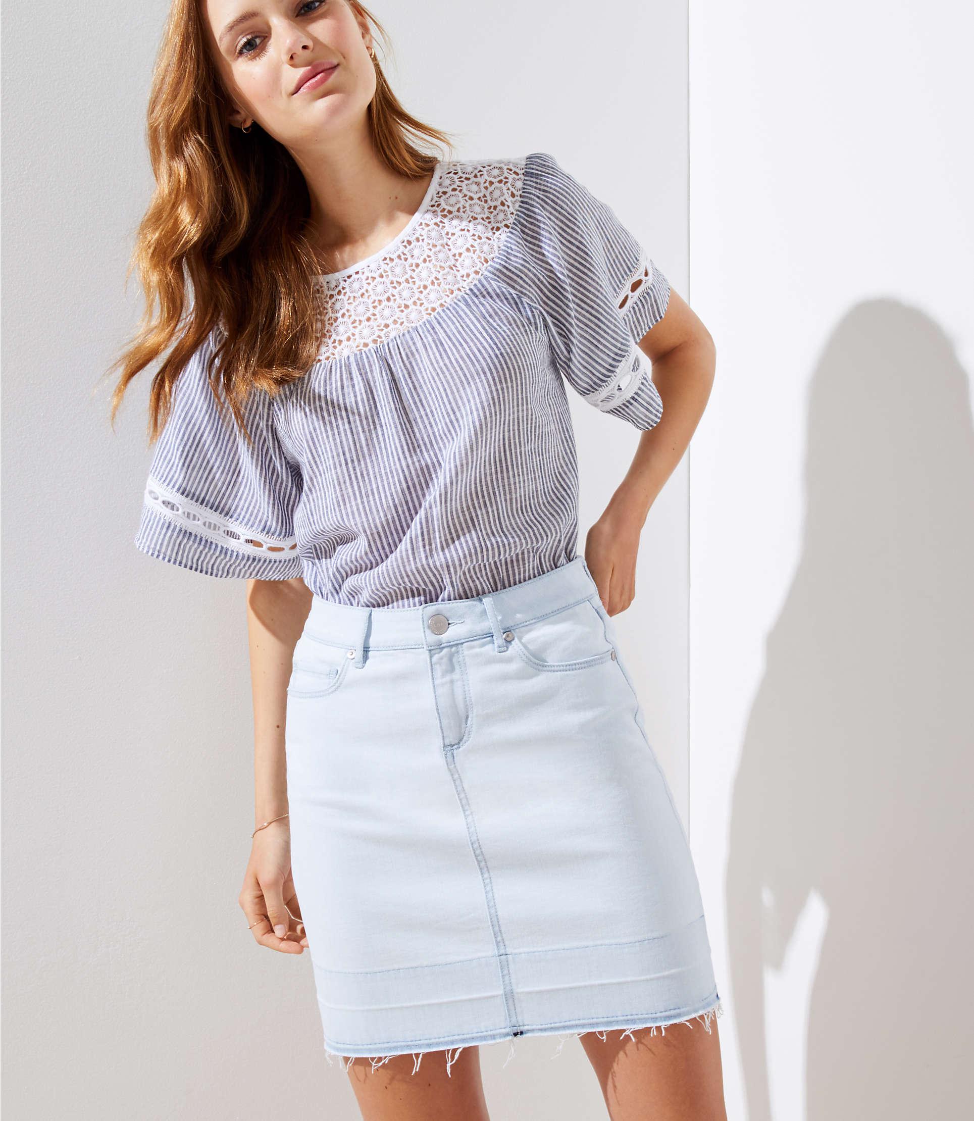 loft white denim skirt