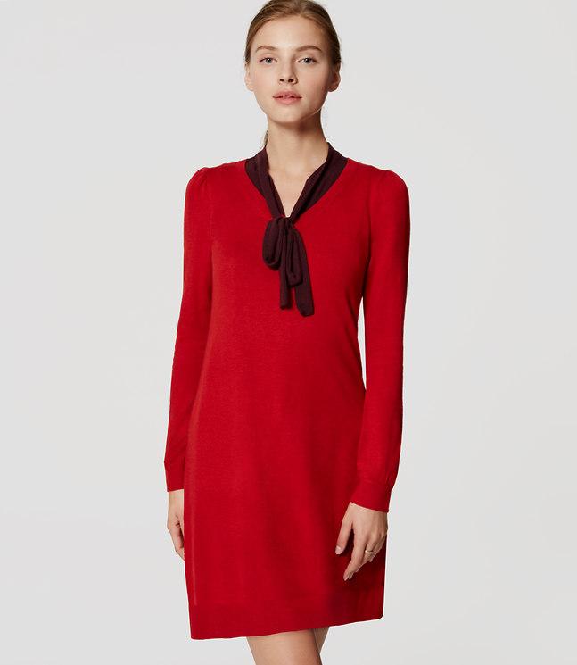 red sweater swing dress