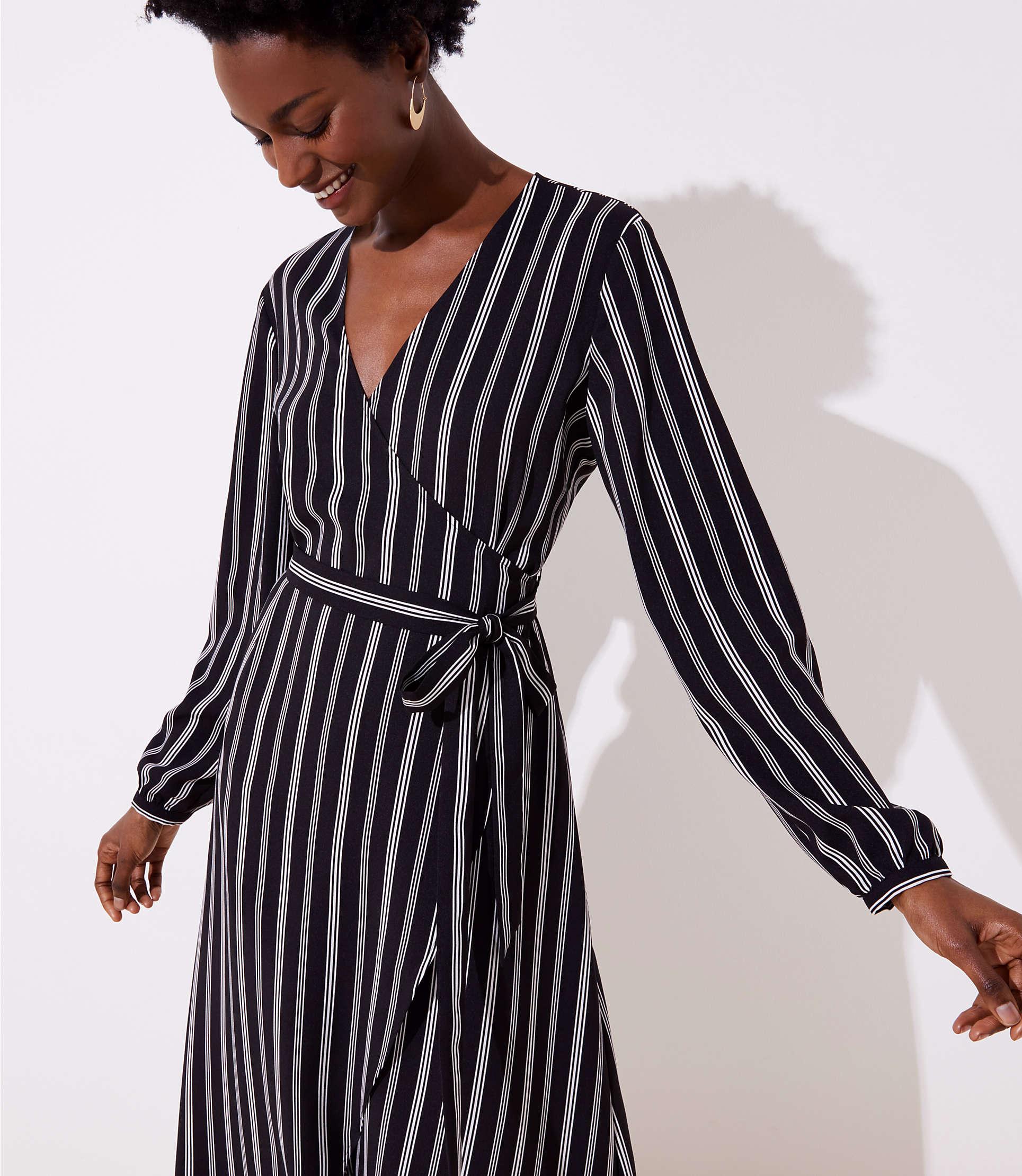loft striped wrap dress