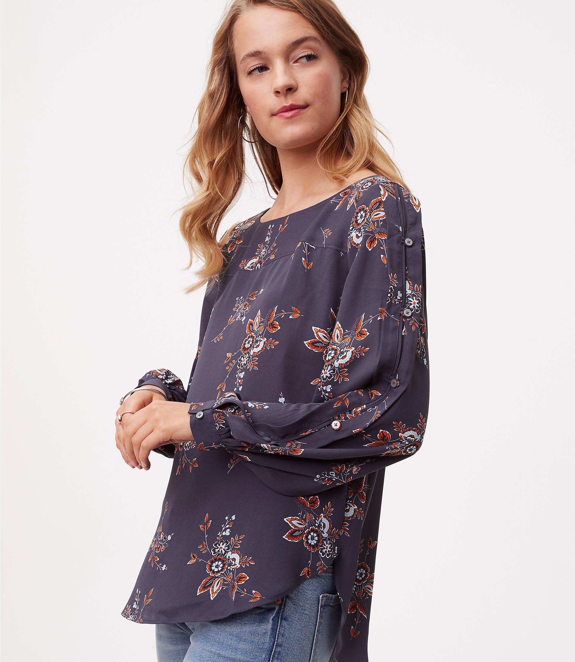 Lyst Loft Marigold Button Sleeve Blouse