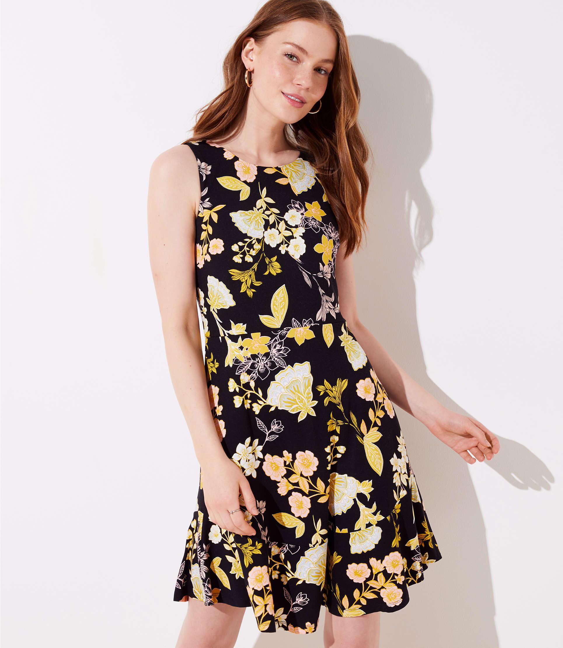 loft black floral dress