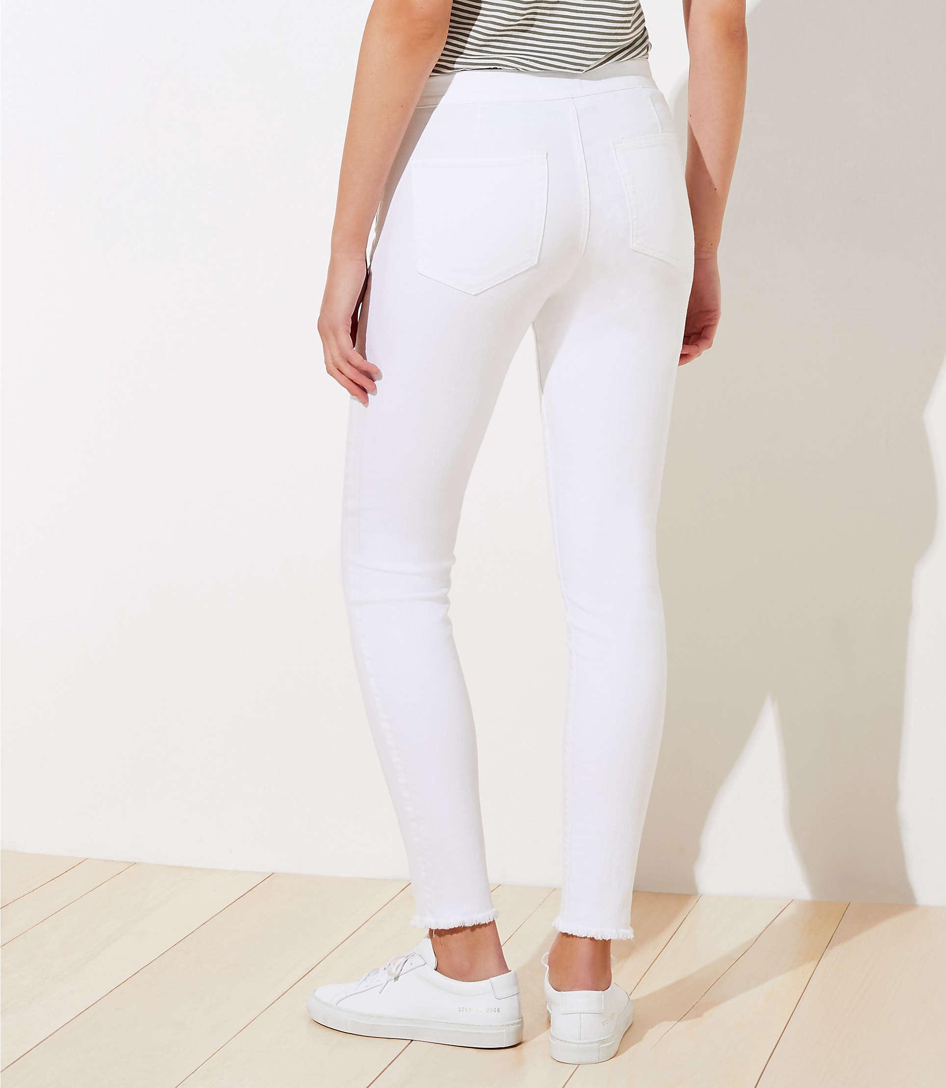 LOFT Denim Petite Sailor High Waist Skinny Crop Jeans In White - Lyst